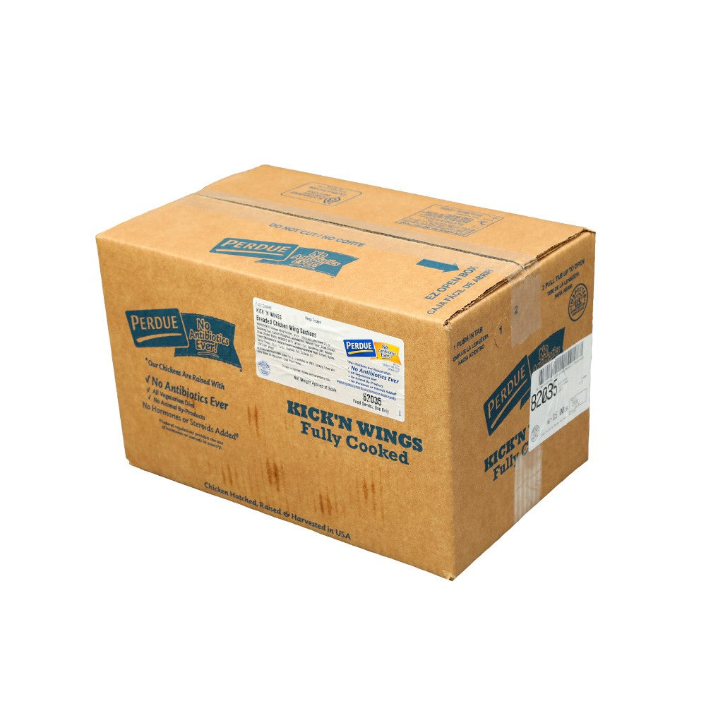Perdue No Antibiotics Ever Fully Cooked Kick 'N Wings Homestyle Breaded 1St & 2Nd Joint Section Small Wings, 5 Pounds, 3 per case