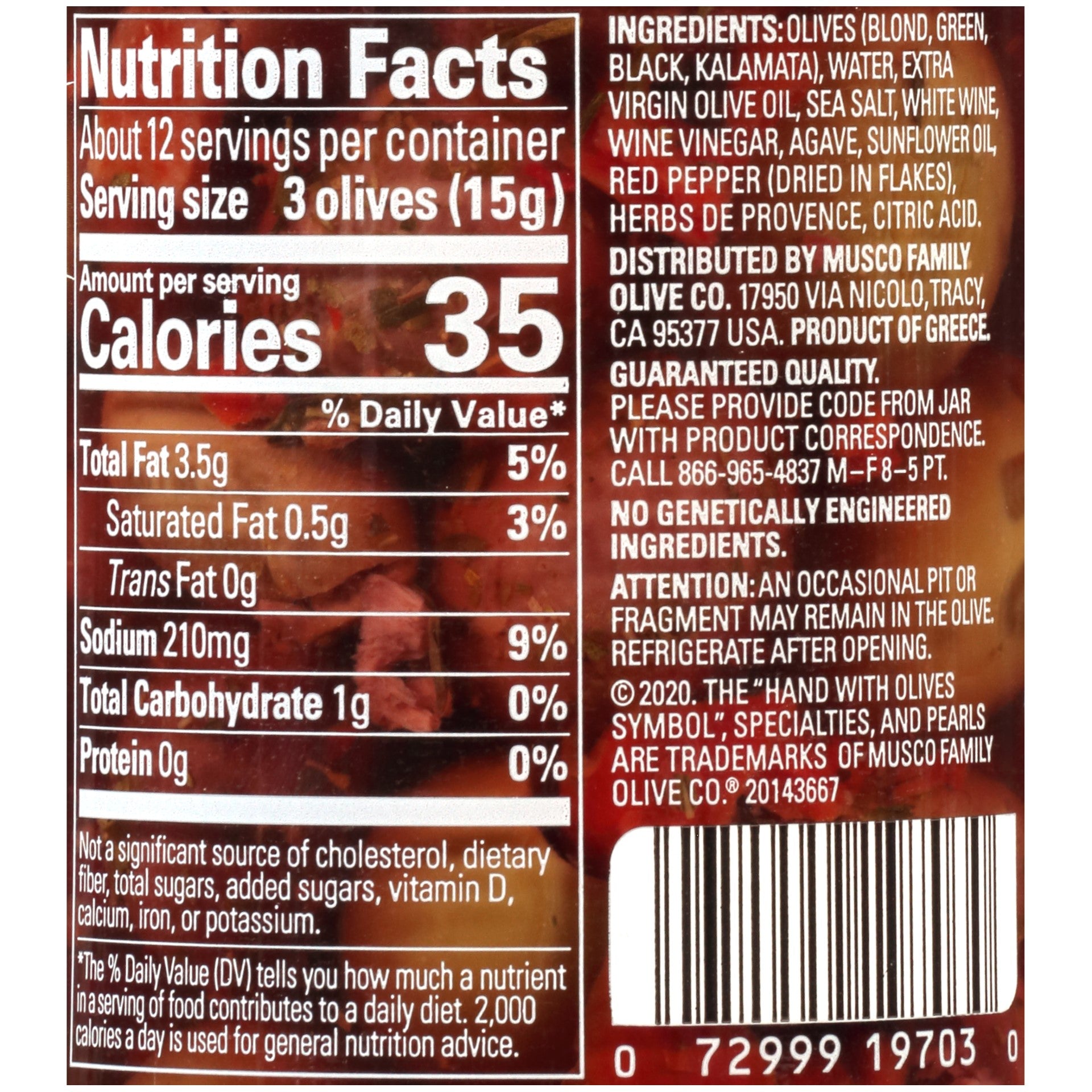 Olives Pitted Medley Greek 6.3 Ounce Size - 6 Per Case.