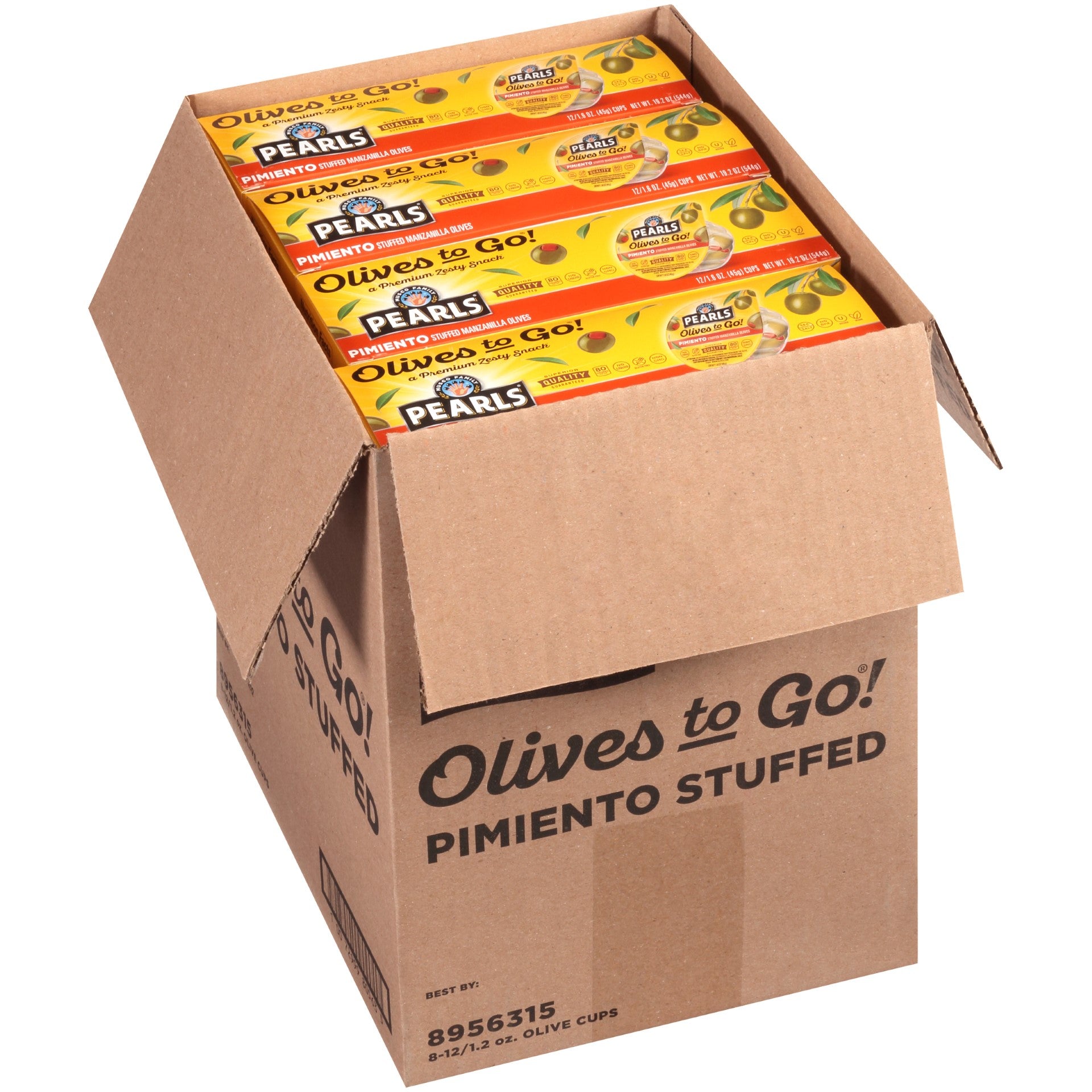 Olives Pimento Stuffed Manzanilla Cups 1.6 Ounce Size - 96 Per Case.