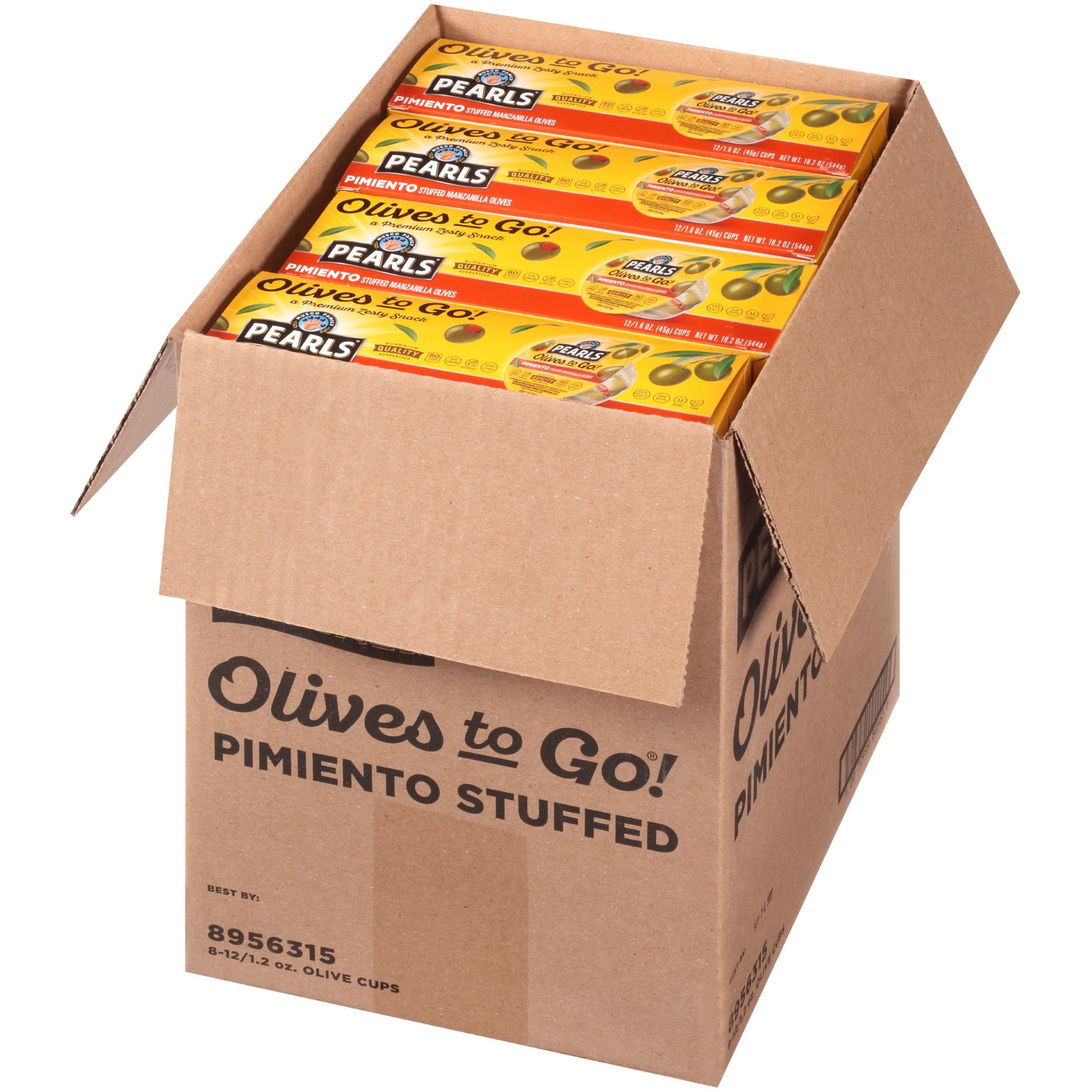 Olives Pimento Stuffed Manzanilla Cups 1.6 Ounce Size - 96 Per Case.
