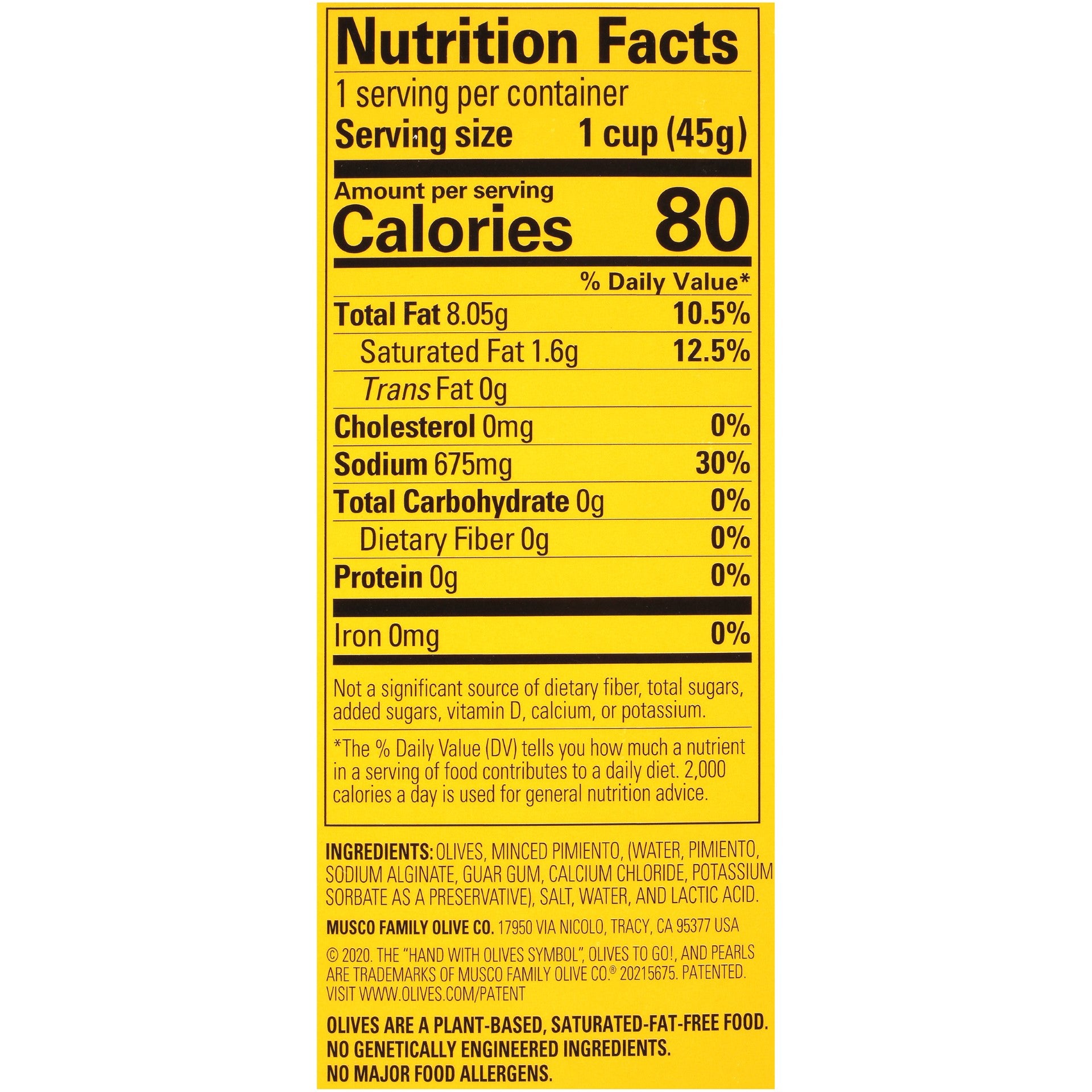 Olives Pimento Stuffed Manzanilla Cups 1.6 Ounce Size - 96 Per Case.