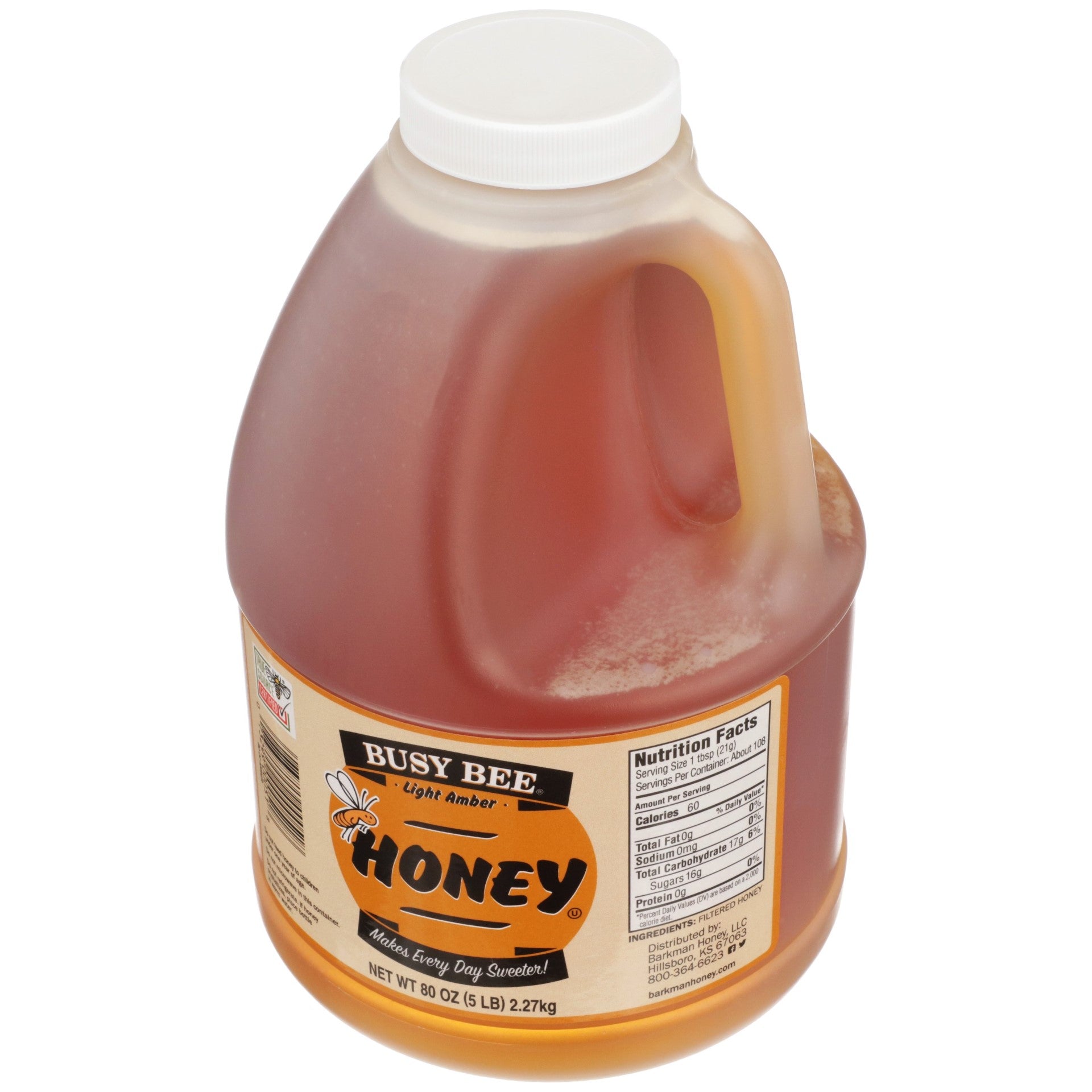 Busy Bee Honey Light Amber Jug 80 Ounce Size - 6 Per Case.