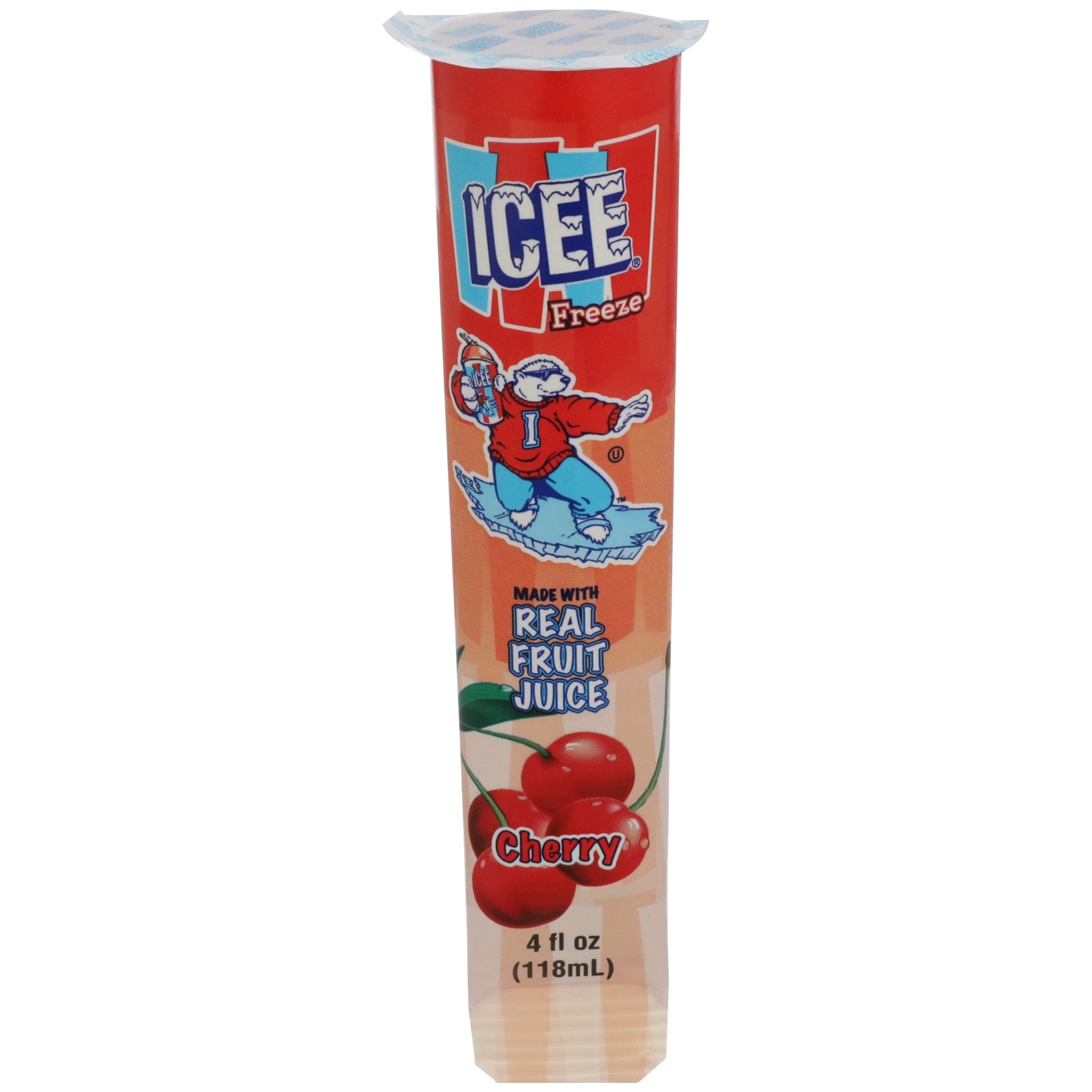 Icee Tube Cherry, 4 Ounce Size - 24 Per Case.