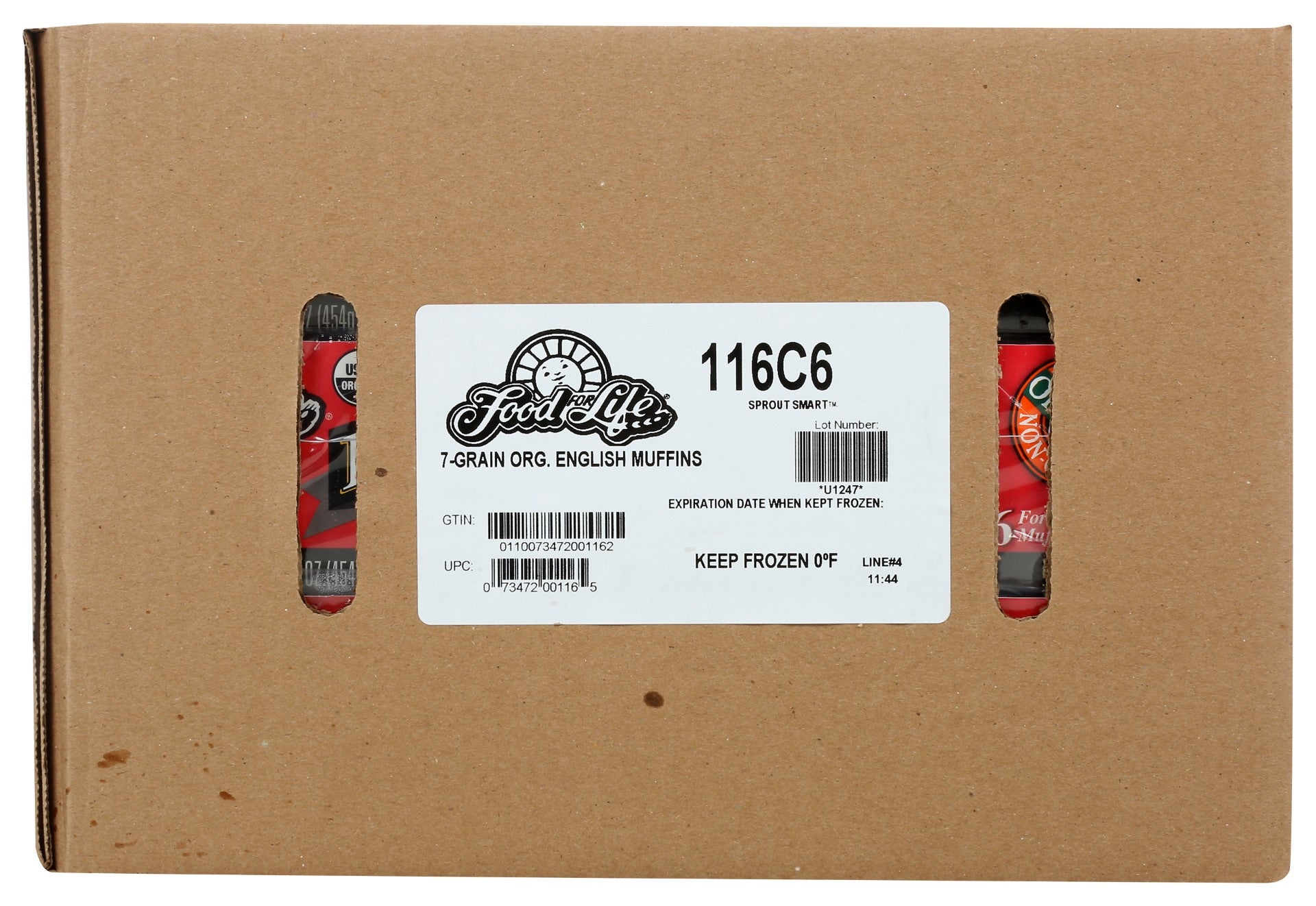 Food For Life Organic Sprouted Grain English Muffin 16 Ounce Size - 6 Per Case.