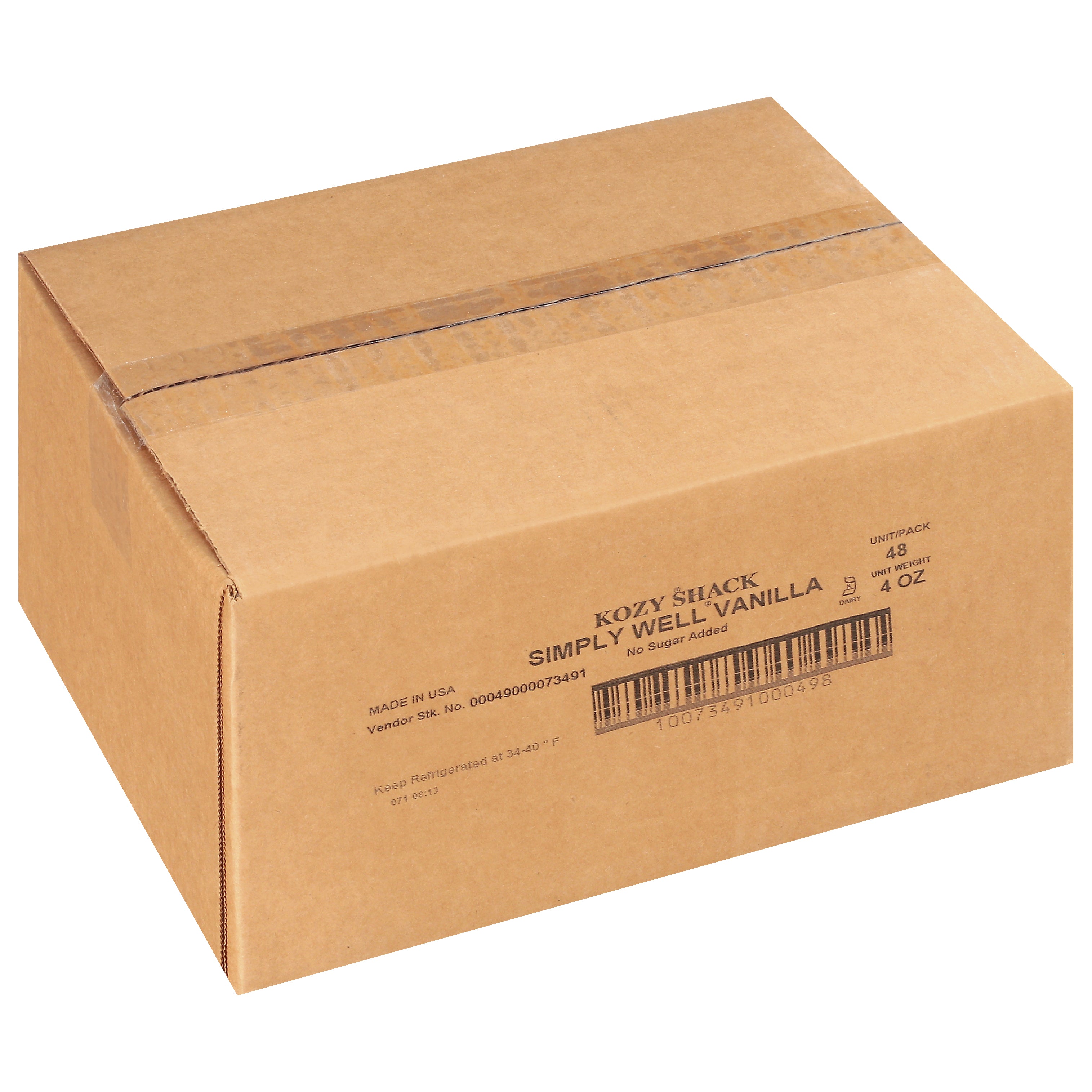 Kozy Shack® Simply Well® Vanilla Pudding 4 Ounce Size - 48 Per Case.