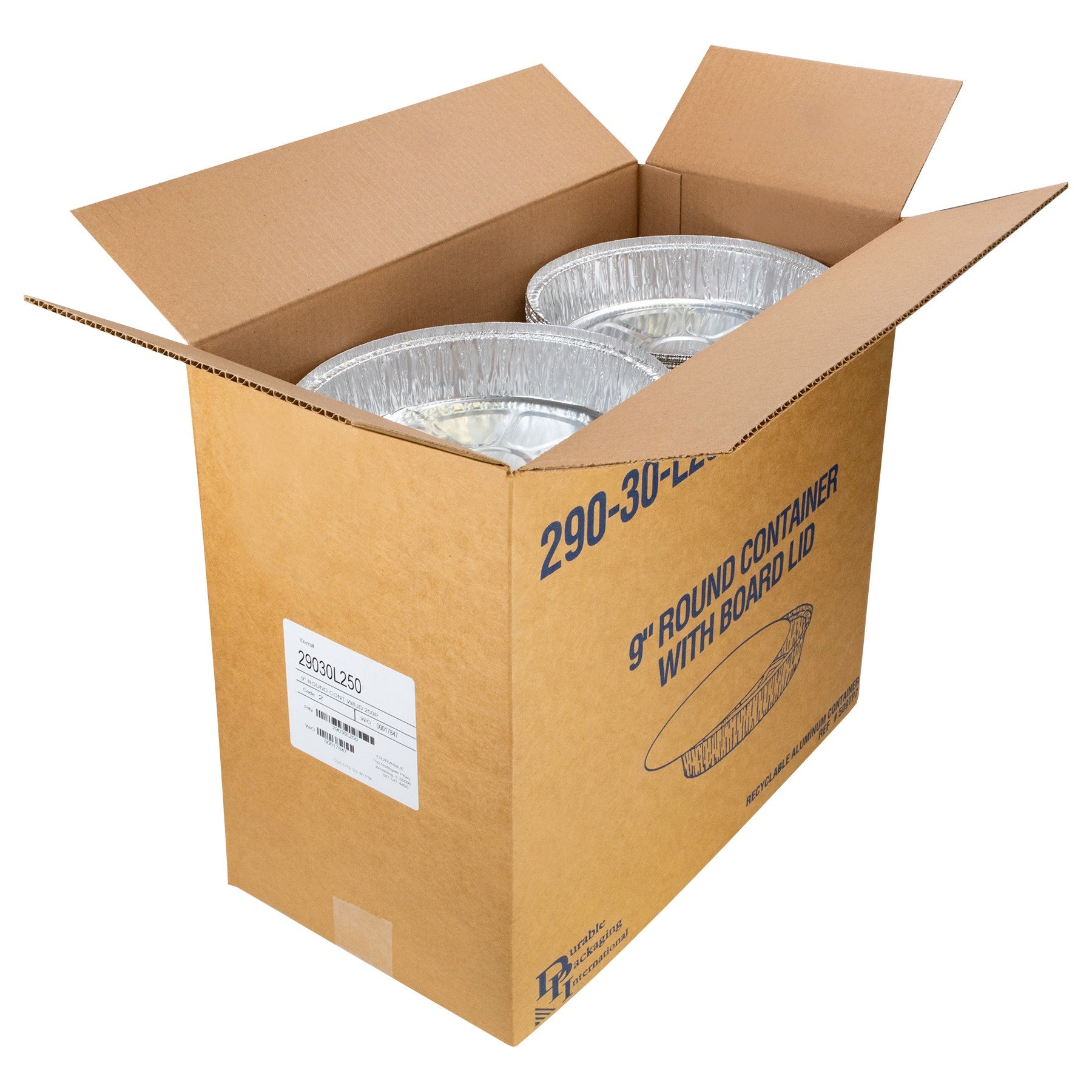 Durable Packaging 9" Round Container With Board Lid 250 Each - 1 Per Case.