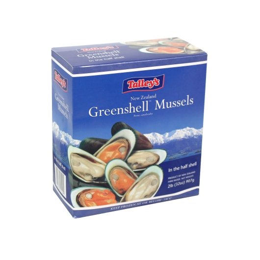 Frozen Seafood Packers New Zealand Half Shell Mussels 2 Pound Each - 12 Per Case.