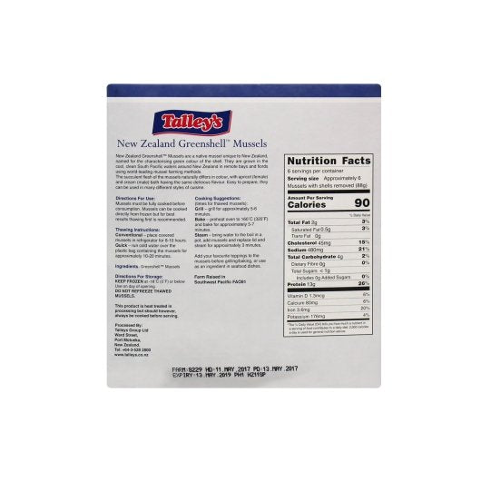 Frozen Seafood Packers New Zealand Half Shell Mussels 2 Pound Each - 12 Per Case.