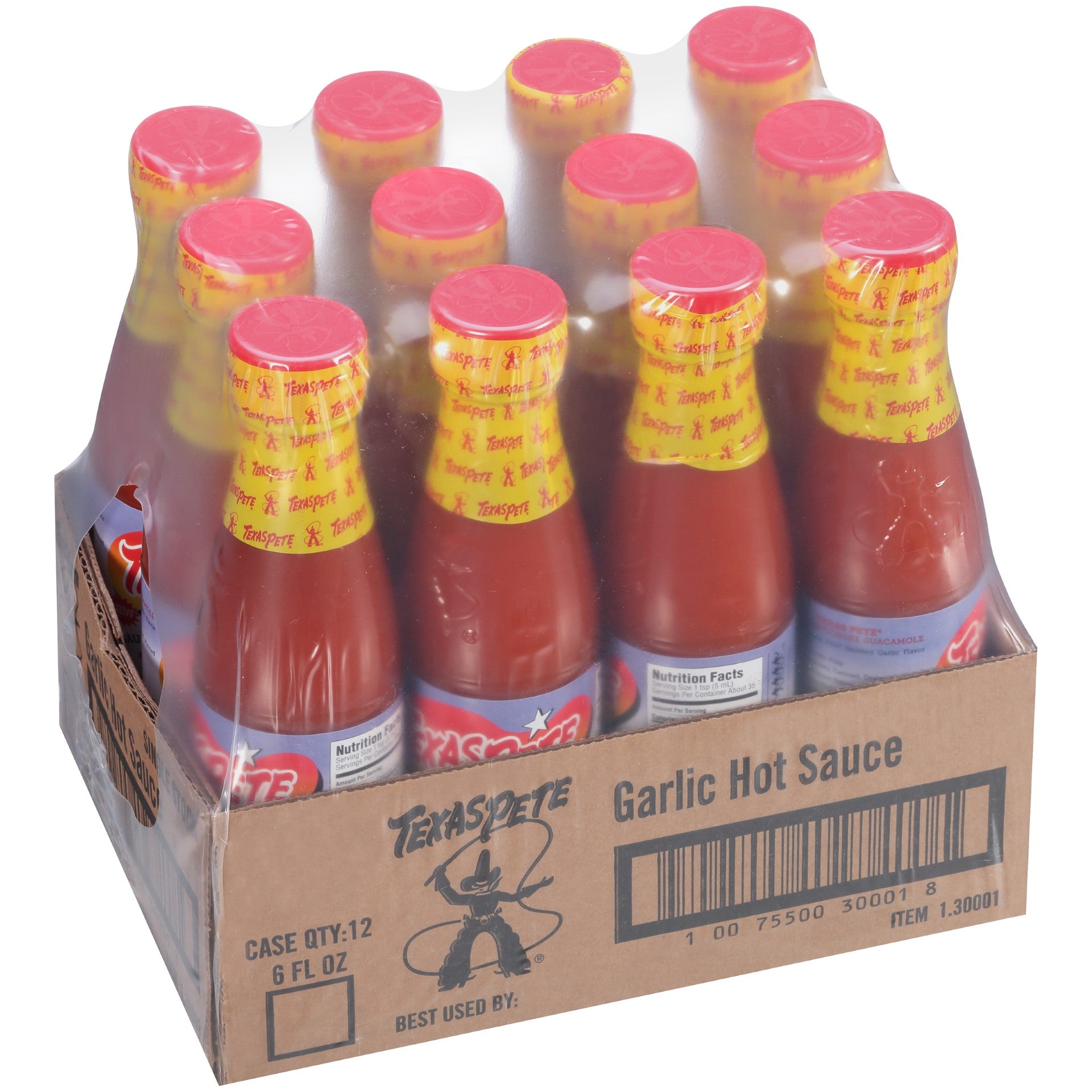 FlTexas Pete Garlic Hot Sauce 6 Ounce Size - 12 Per Case.