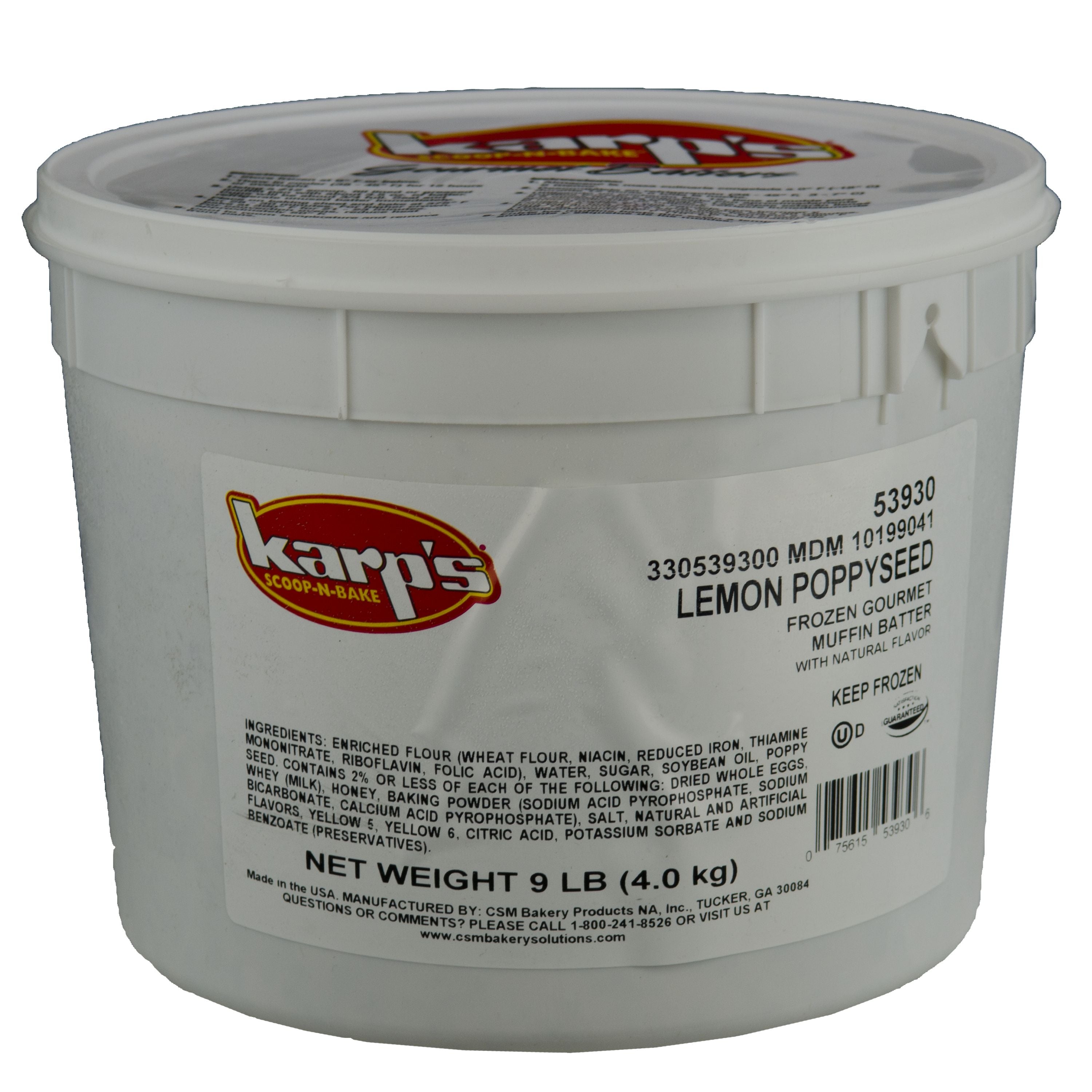 Karp's Scoop N Bake Lemon Poppy 9 Pound Each - 2 Per Case.