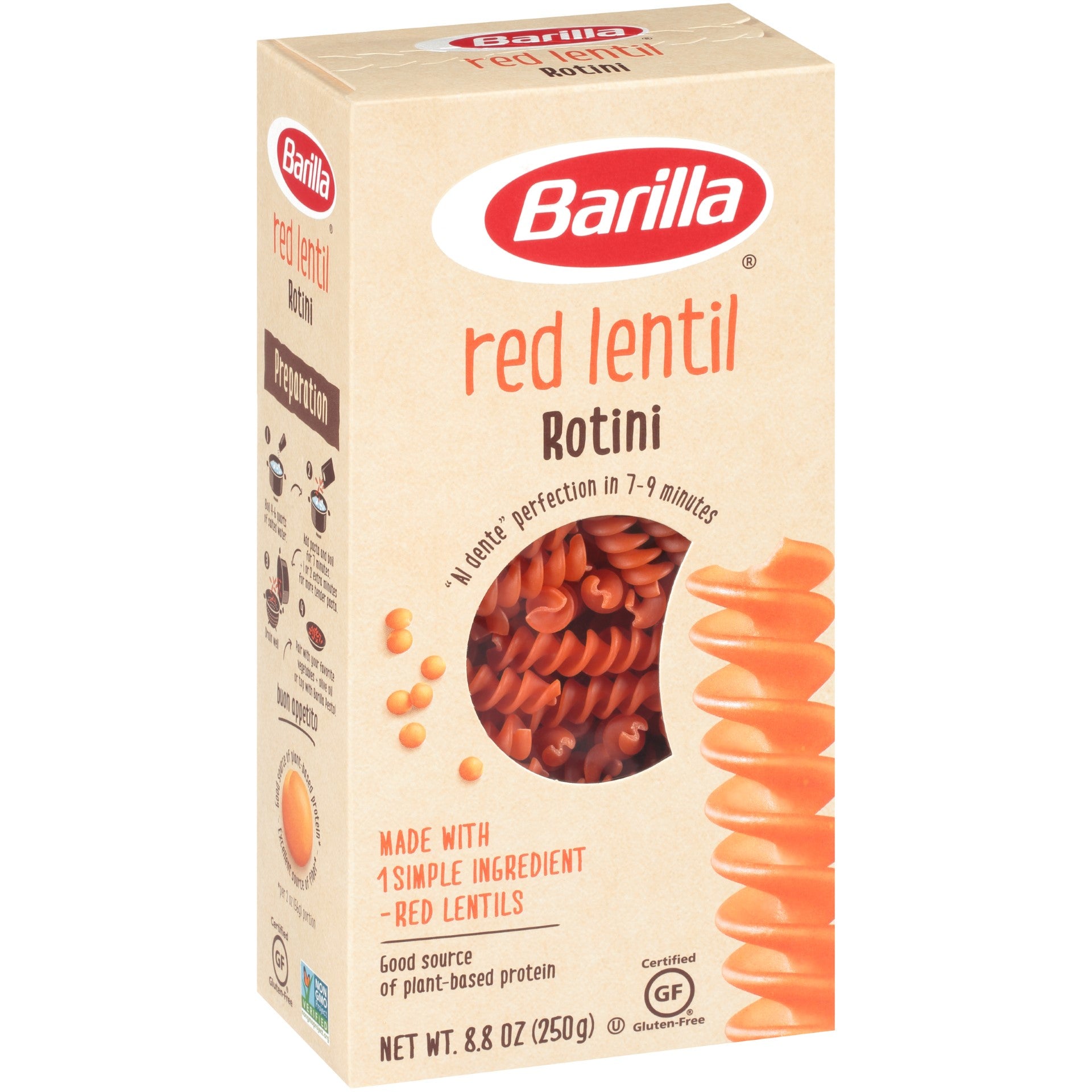 Legume Red Lentil Rotini OUsa 8.8 Ounce Size - 10 Per Case.