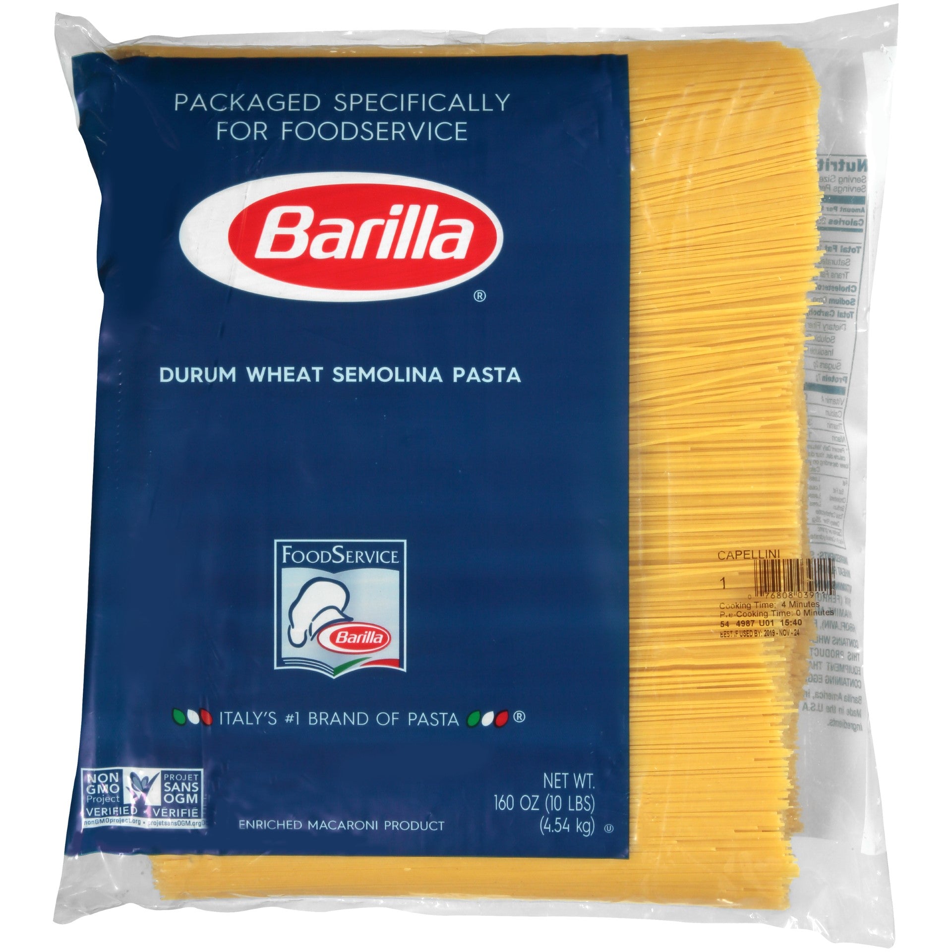 Capellini Barilla USA 160 Ounce Size - 2 Per Case.