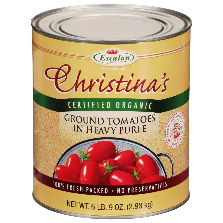 Christina's Organic Ground Tomatoes in Extra Heavy Puree 105 Ounce Cans 6 Per Case