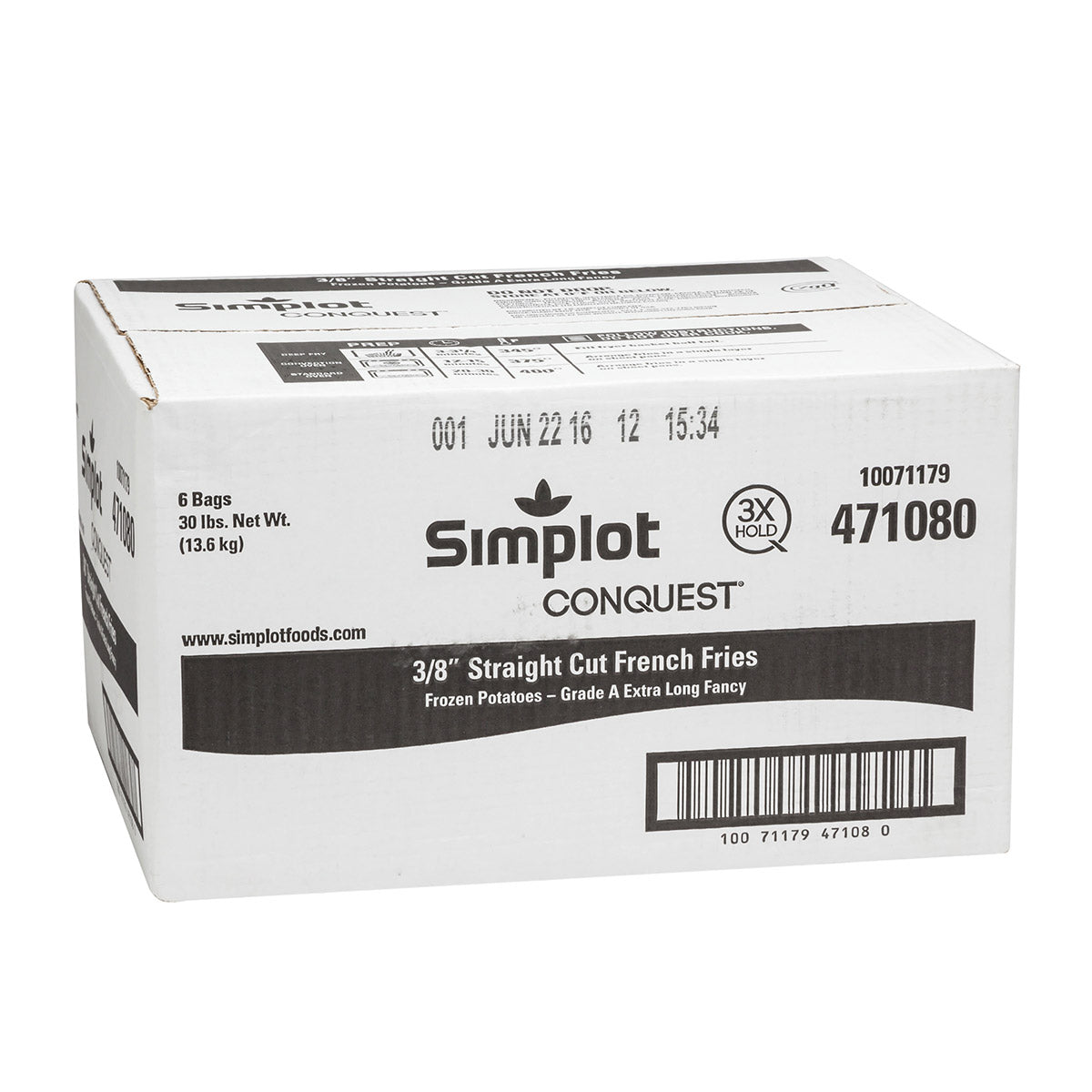 Simplot Conquest 8" Clear Coated Straight Cut Fries 5 Pound Each - 6 Per Case.