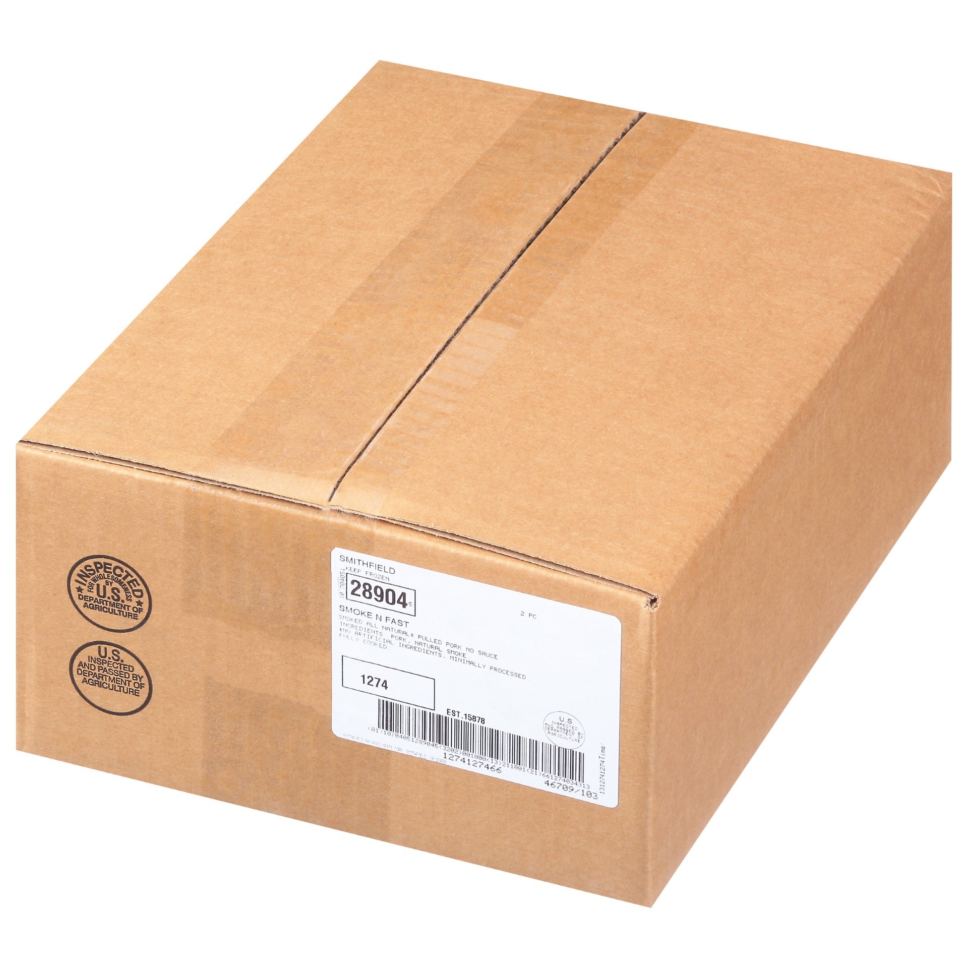 Smithfield Curly's Smoked Pulled Pork Without Sauce 5 Pound Each - 2 Per Case.