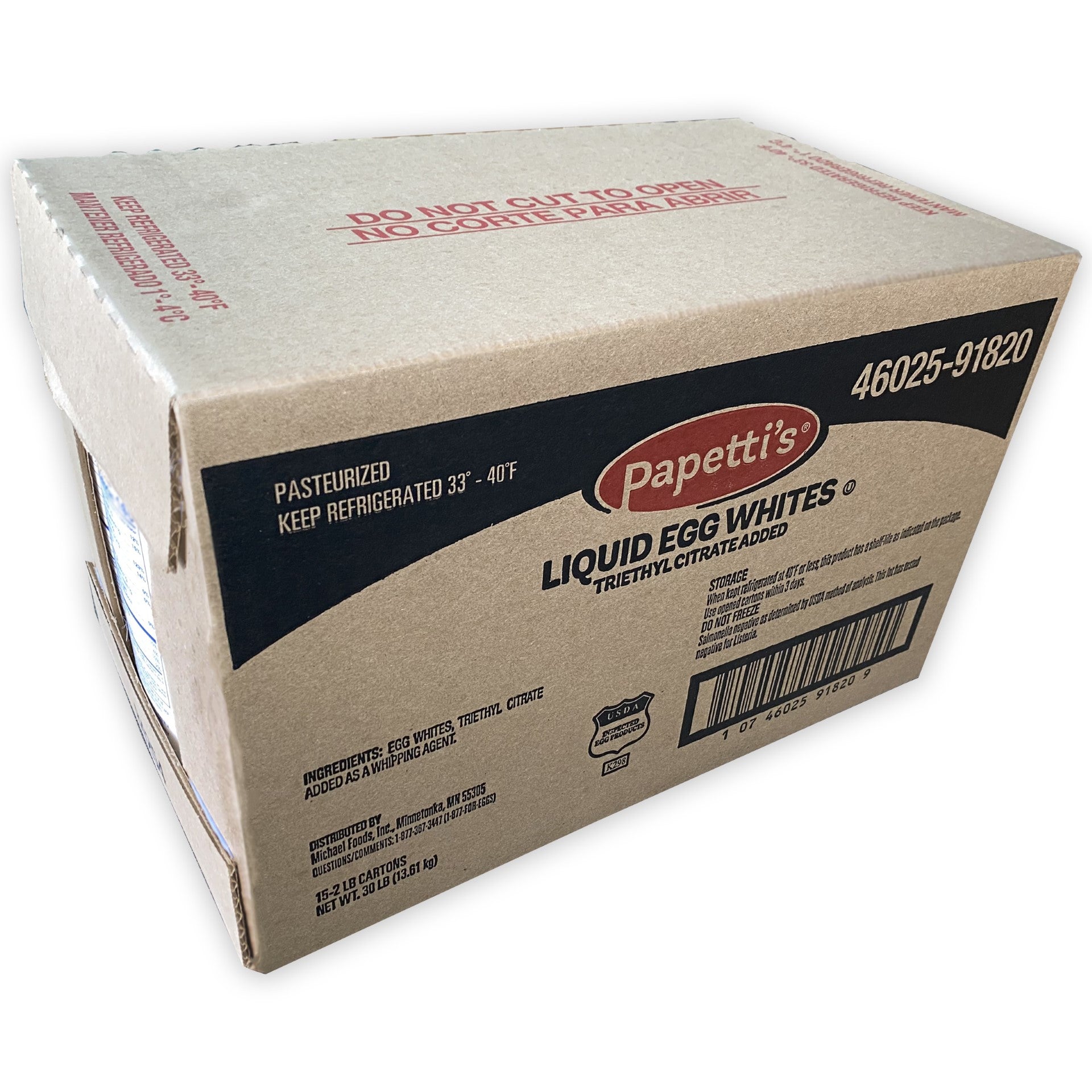 Papetti's Liquid Egg Whites With Triethyl Citrate 2 Pound Each - 15 Per Case.