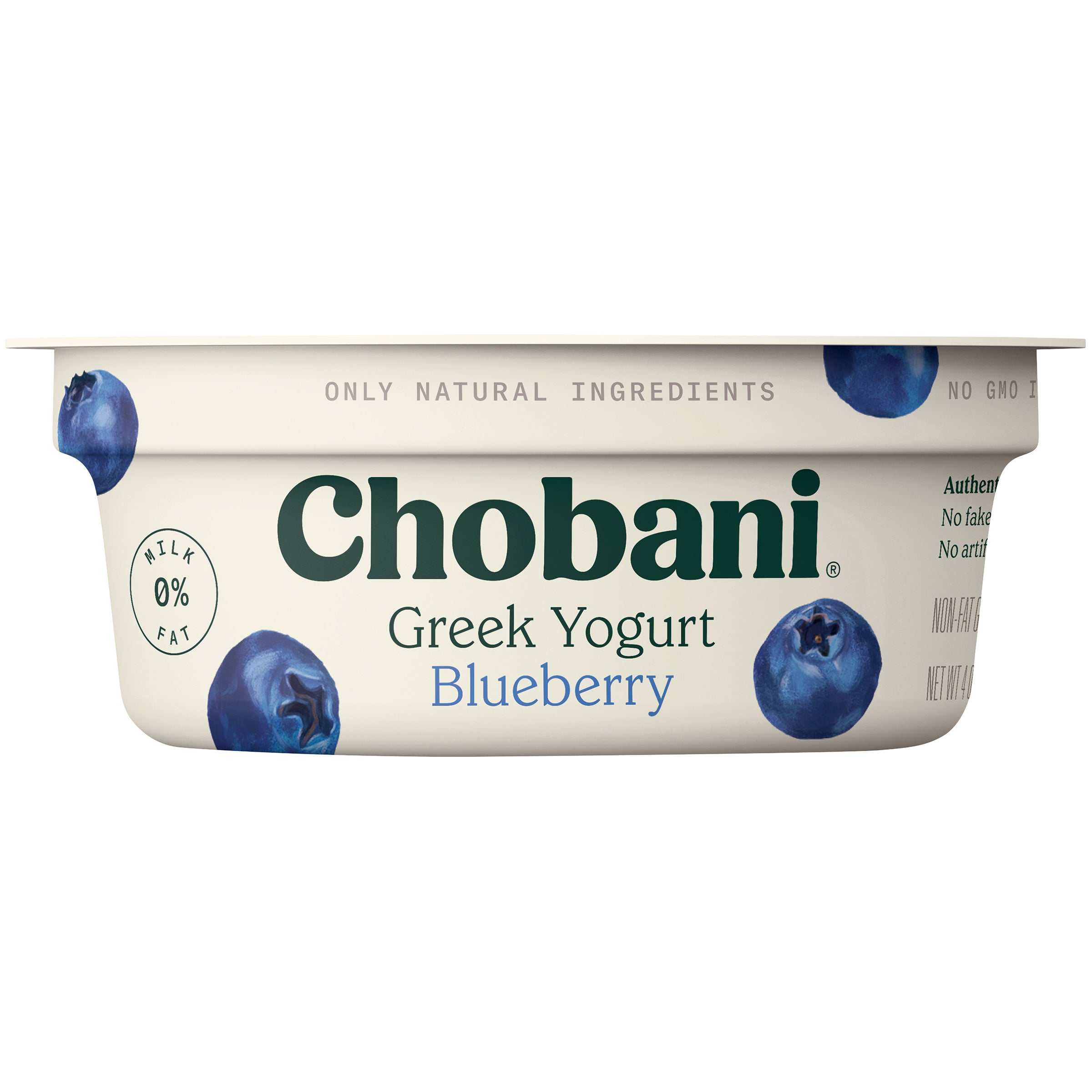 Chobani® Non Fat Greek Yogurt Blueberry 4 Ounce Size - 12 Per Case.