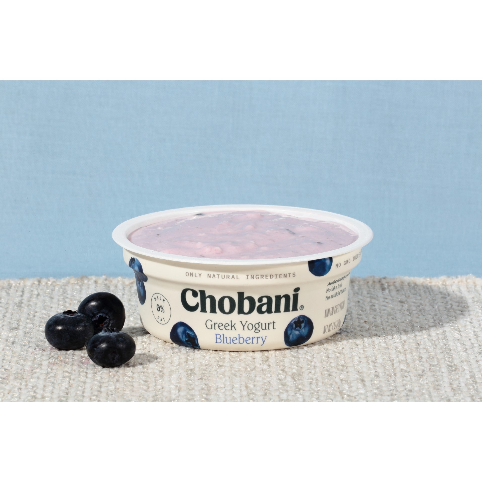 Chobani® Non Fat Greek Yogurt Blueberry 4 Ounce Size - 12 Per Case.