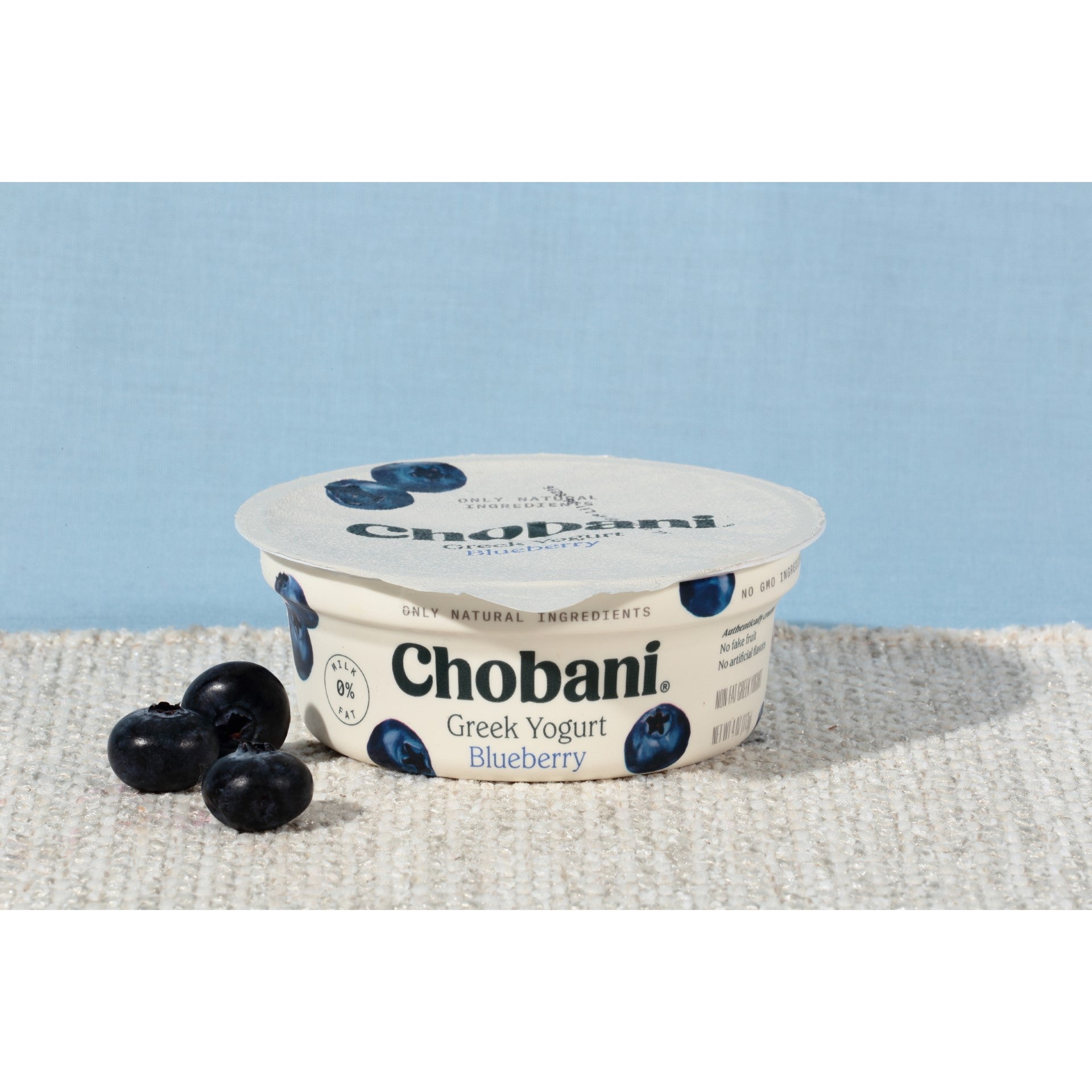 Chobani® Non Fat Greek Yogurt Blueberry 4 Ounce Size - 12 Per Case.