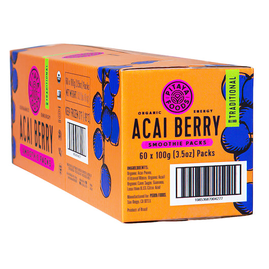 Pitaya Plus Organic Acai Traditional Smoothie Packs 100 Grams Each - 60 Per Case.