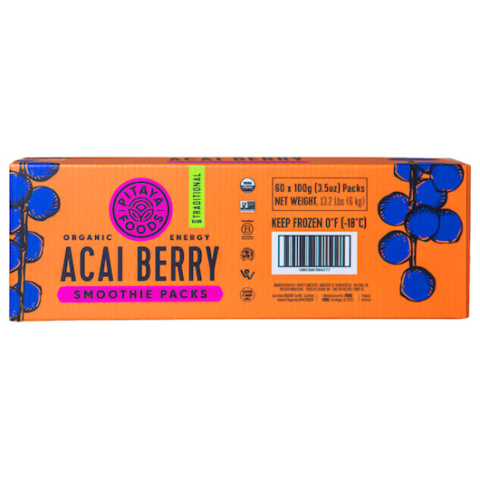 Pitaya Plus Organic Acai Traditional Smoothie Packs 100 Grams Each - 60 Per Case.