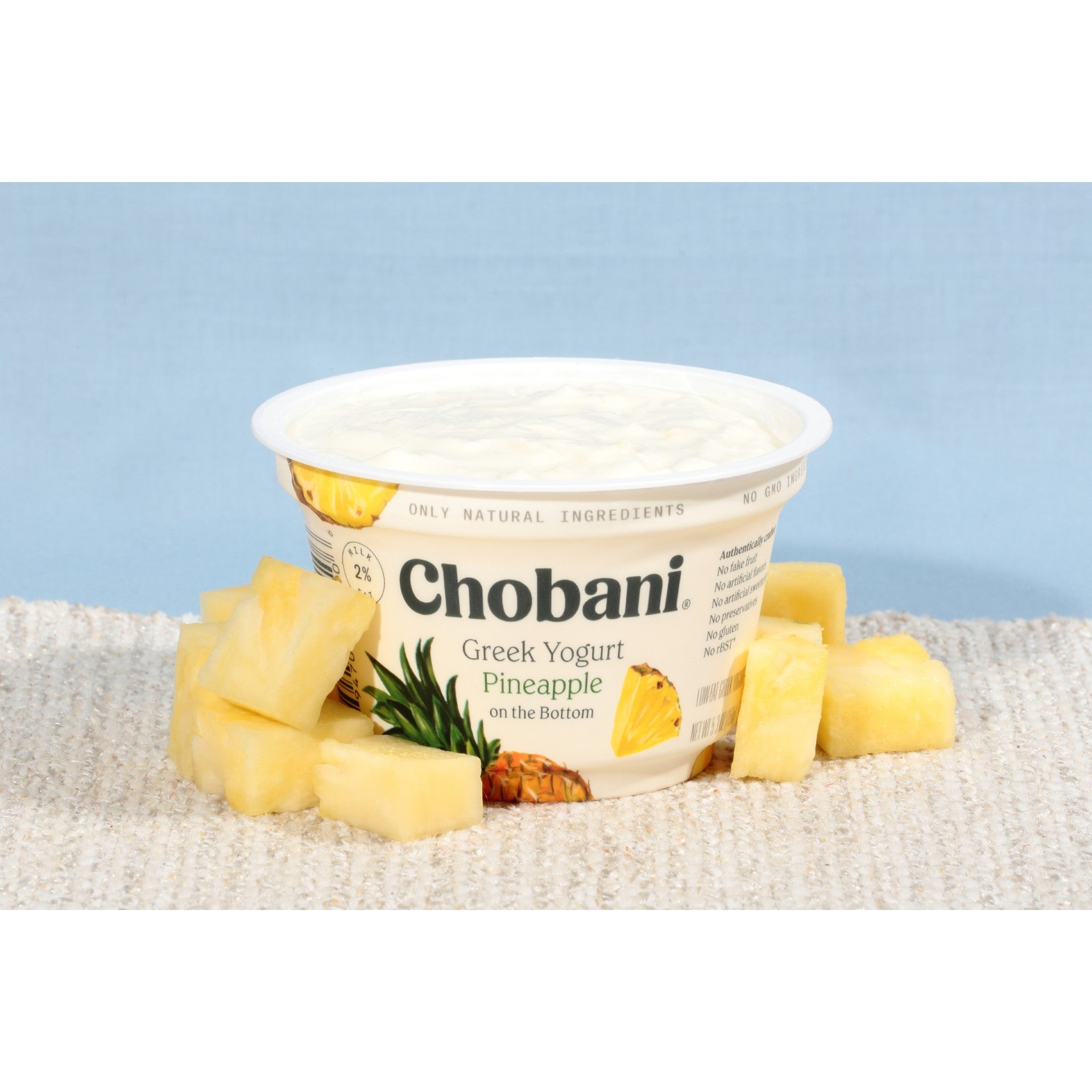 Chobani® Low Fat Greek Yogurt Pineapple Onthe Bottom 5.3 Ounce Size - 12 Per Case.