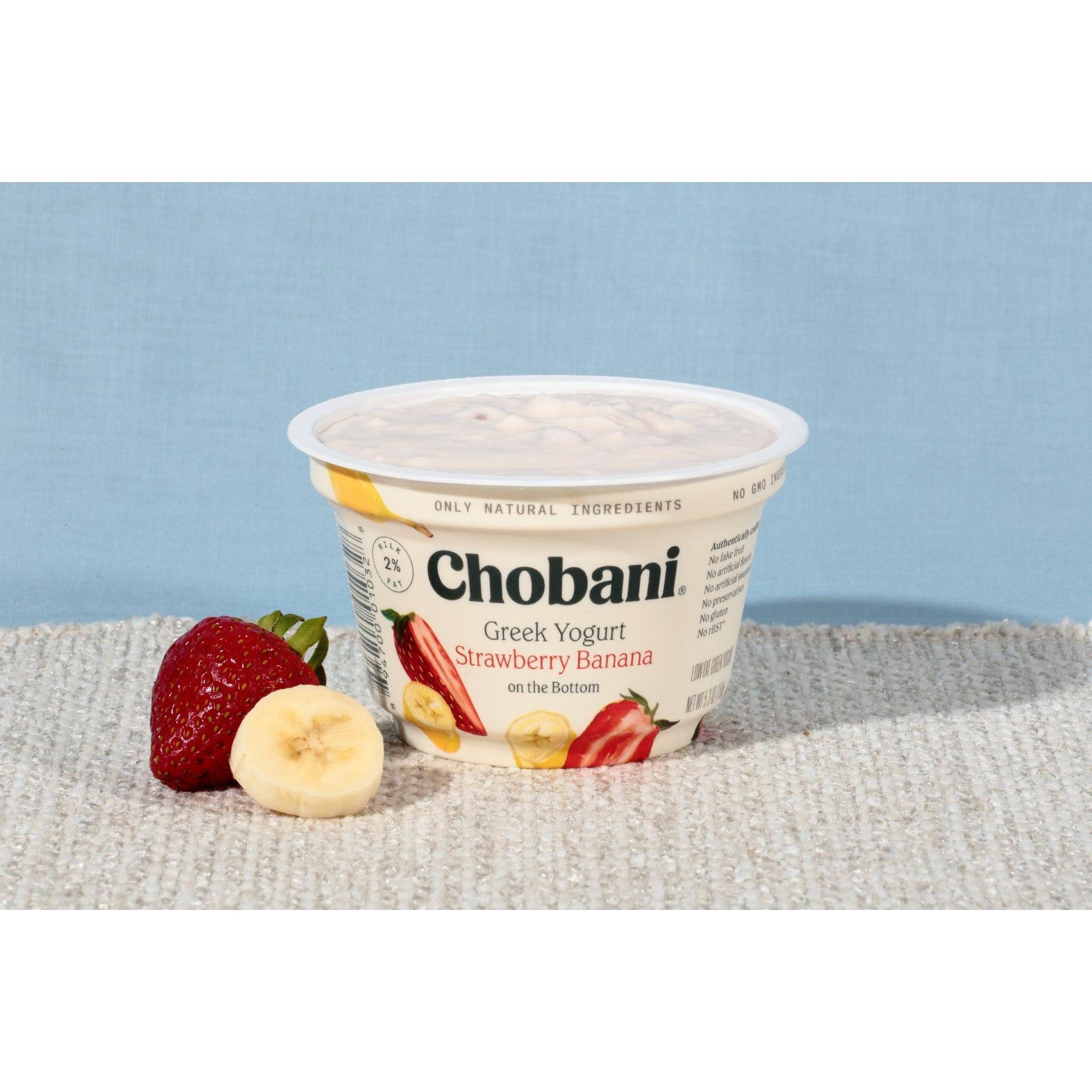 Chobani® Non Fat Greek Yogurt Strawberry Banana On The Bottom 5.3 Ounce Size - 12 Per Case.