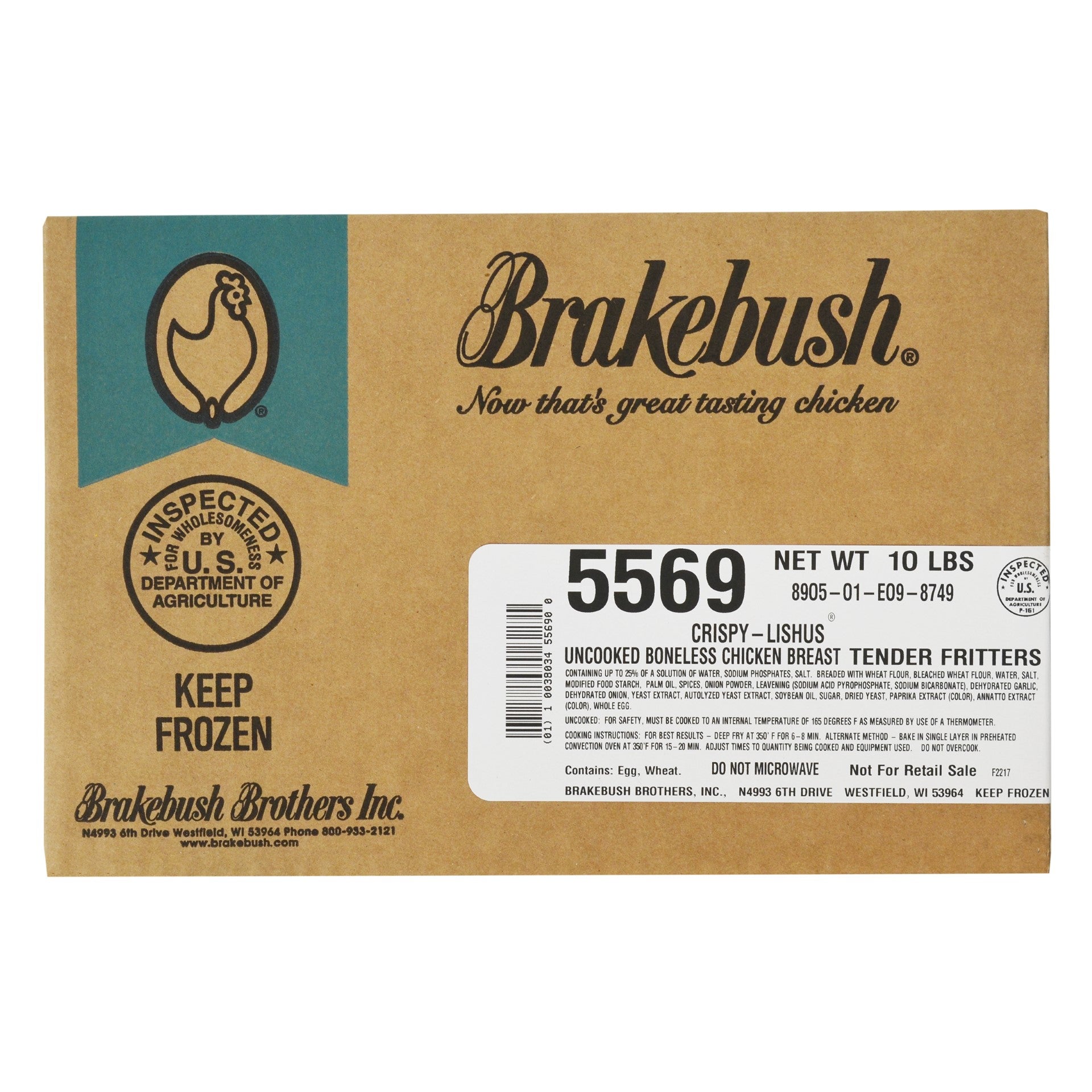 Chicken Crispy Lishus® Tenderloin Fritters Uncooked 5 Pound Each - 2 Per Case.