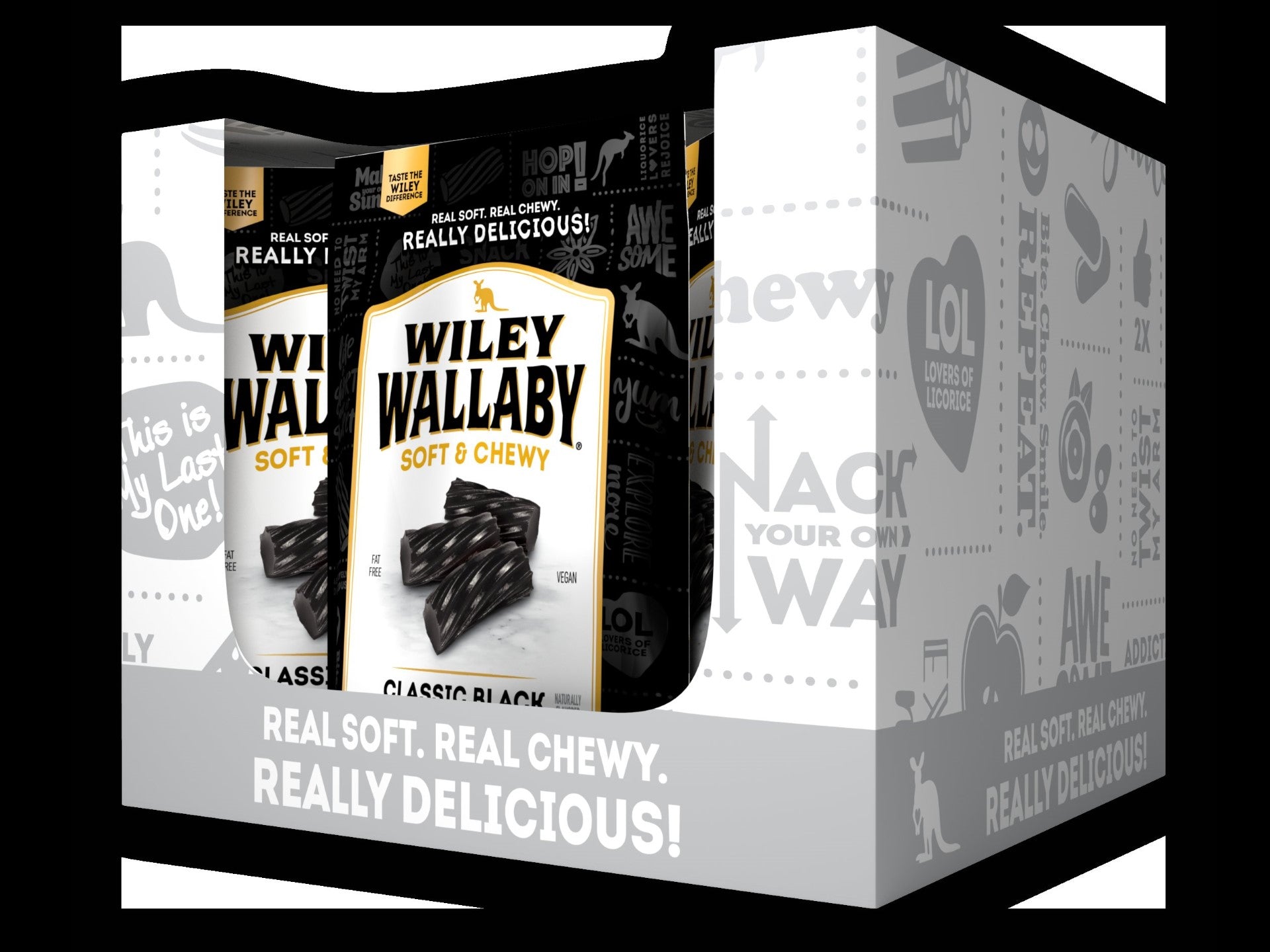 Wiley Wallaby Black Liquorice 10 Ounce Size - 10 Per Case.