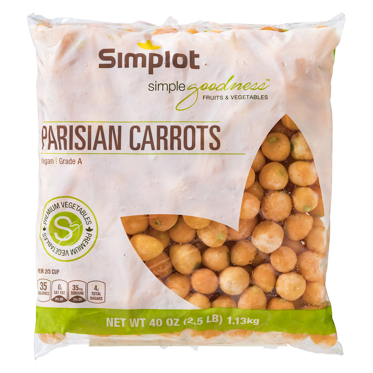 Simplot Simple Goodness Premium Vegetables Parisian Carrots 2.5 Pound Each - 6 Per Case.