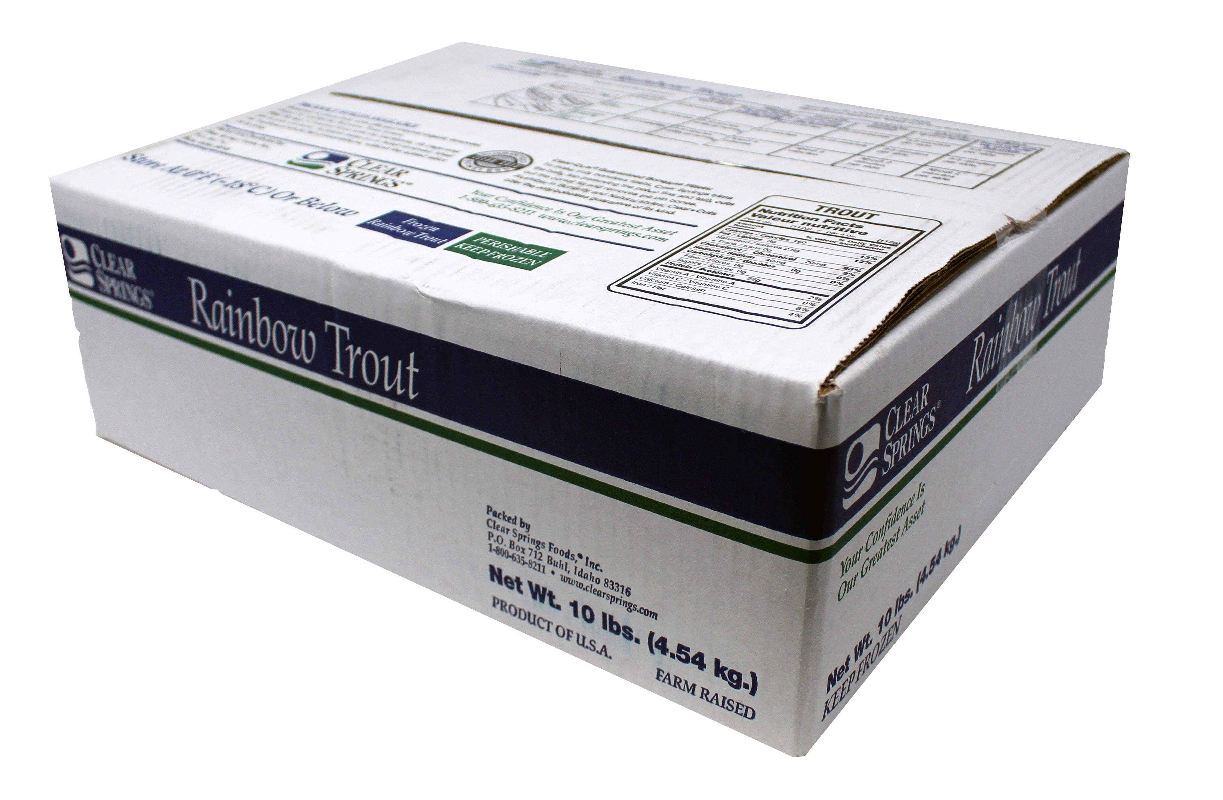 Trout Frozen Clear Cuts Butterfly Fillet 10 Pound Each - 1 Per Case.