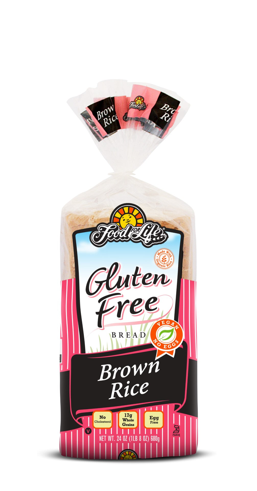 Food For Life Wheat & Gluten Free Brown Ricebread 24 Ounce Size - 6 Per Case.
