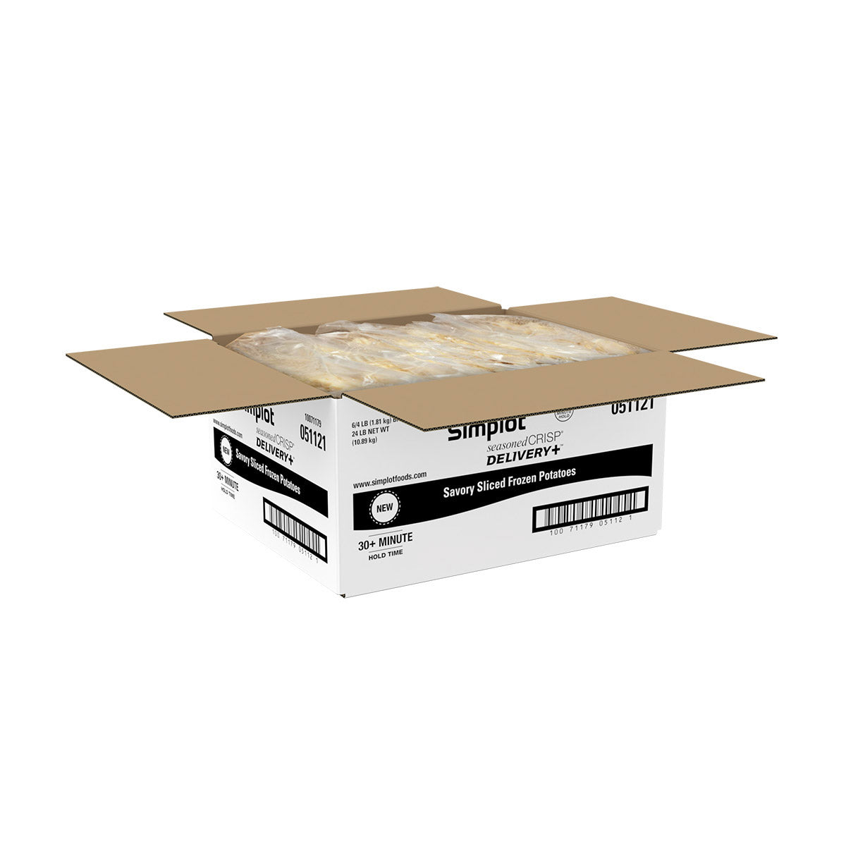 Simplot Seasonedcrisp Delivery 4" Savory Battered Slice Skin On 4 Pound Each - 6 Per Case.