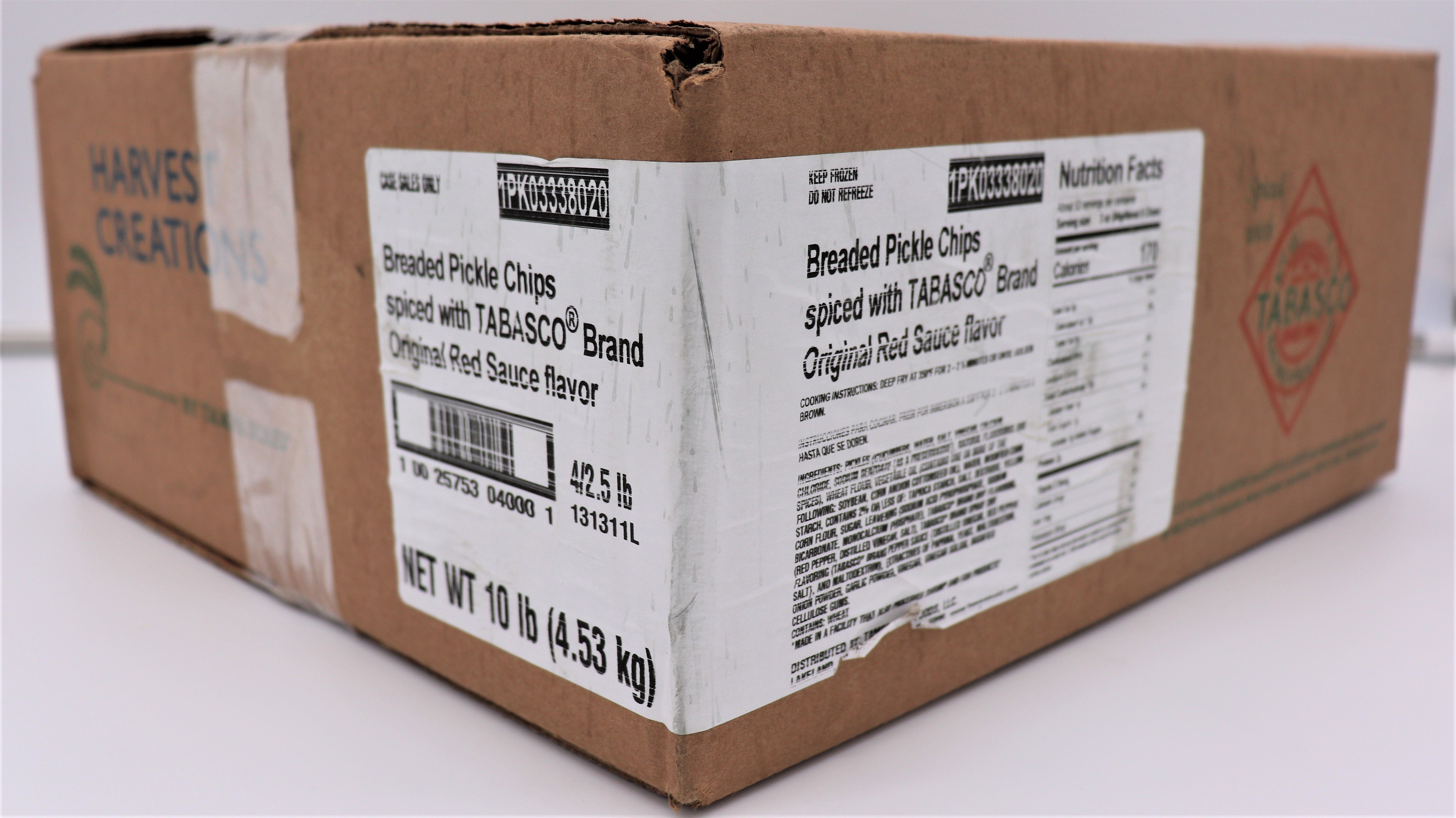 Harvest Creations Breaded Pickle Chips Spiced With Tabasco® Sauce 2.5 Pound Each - 4 Per Case.