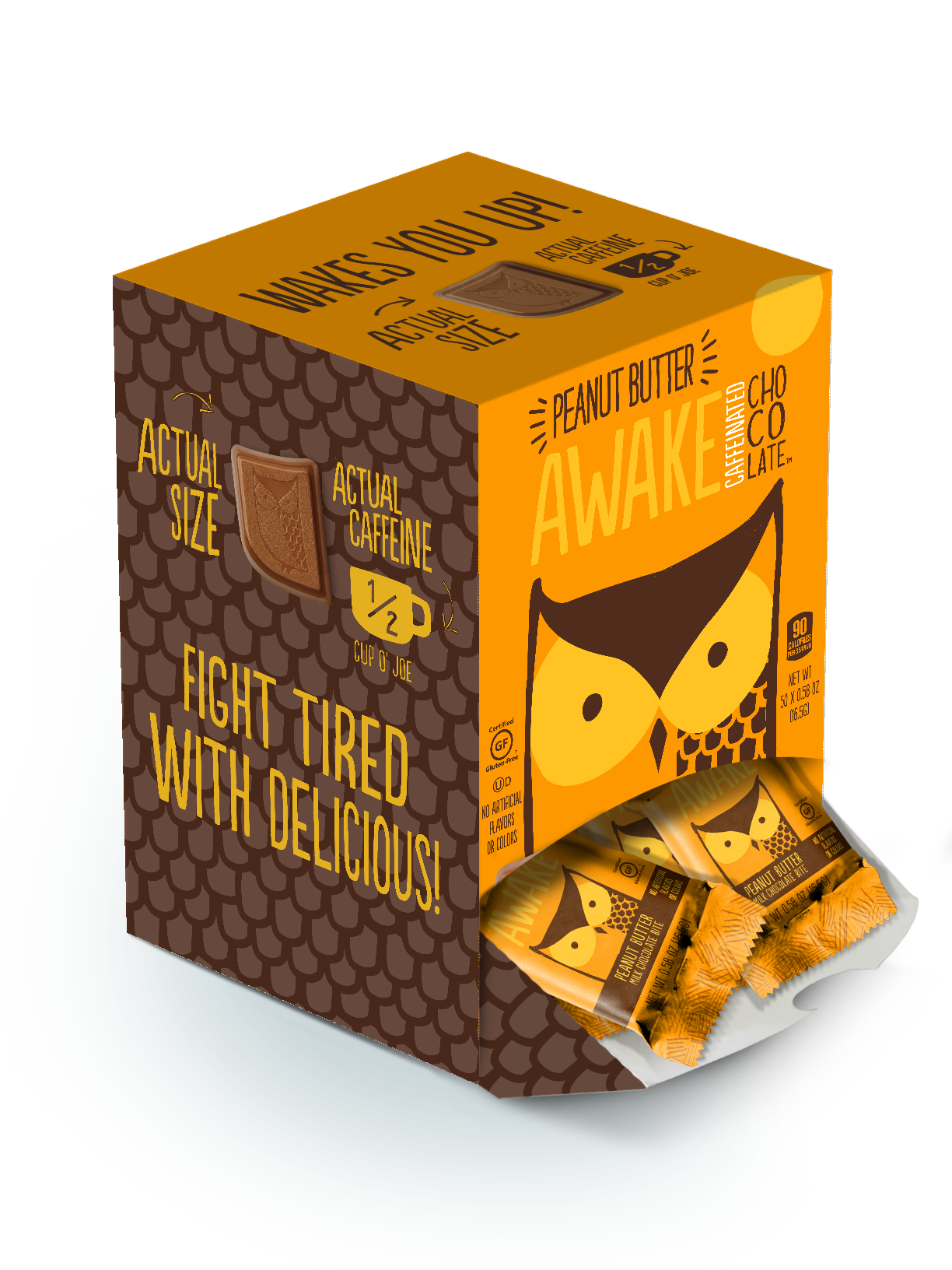 Caffeinated Chocolate Bites Singles Pb Chocolate 0.58 Ounce Size - 300 Per Case.