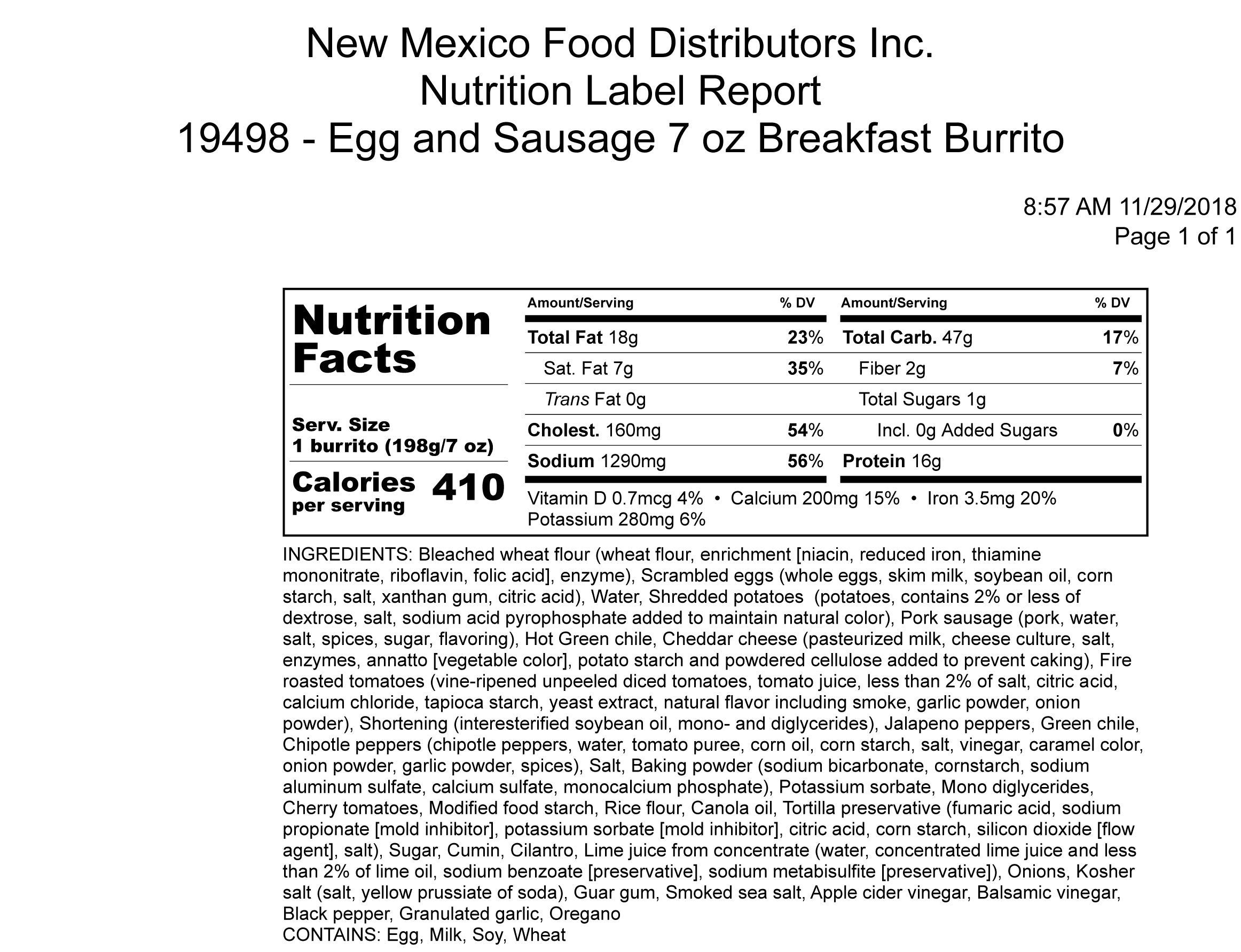 Green Chile Breakfast Egg & Sausage Whshbrwn Cheddar Burrito To 1 Each - 12 Per Case.