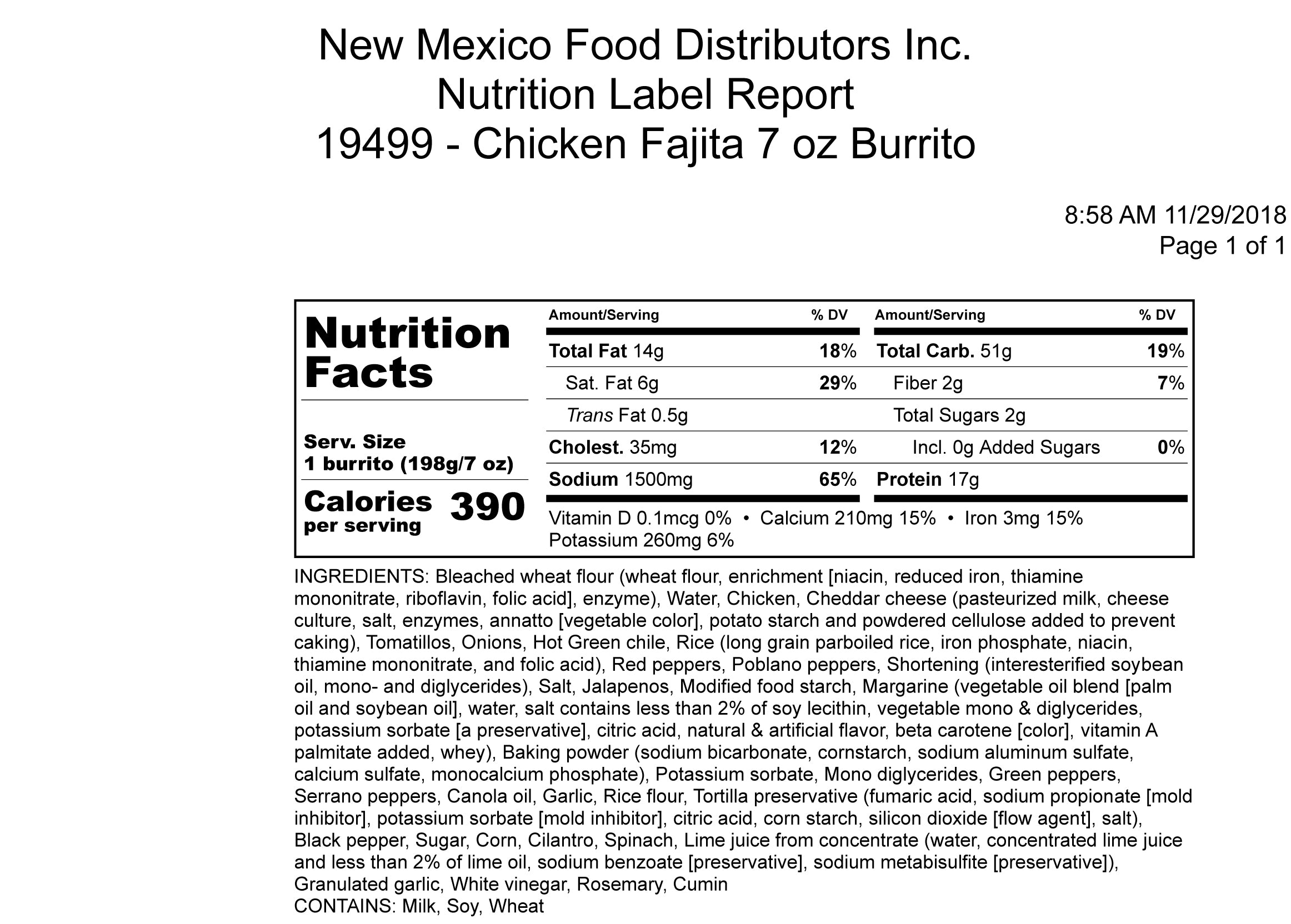 Green Chile Chicken Fajita Wcheddar BurritoTo 1 Each - 12 Per Case.