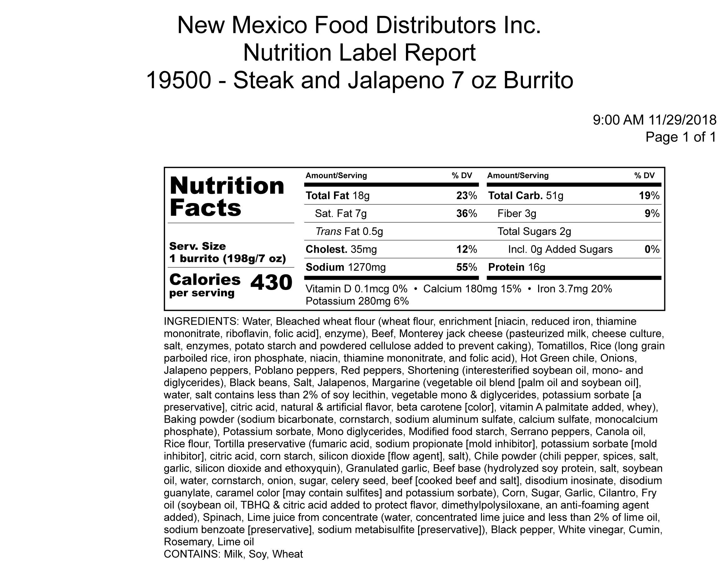 Green Chile Steak & Jalapeno Burrito Ozto 1 Each - 12 Per Case.