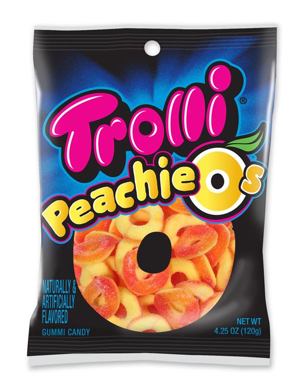 Trolli Peachie O's Gummy Rings Candy Sour 4.25 Ounce Size - 12 Per Cas