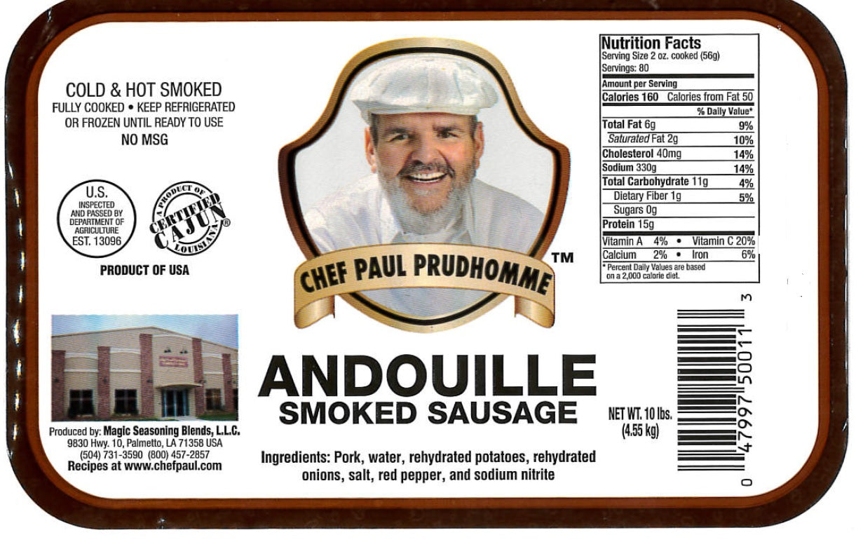 Regular Andouille Sausage Frozen 10 Pound Each - 1 Per Case.
