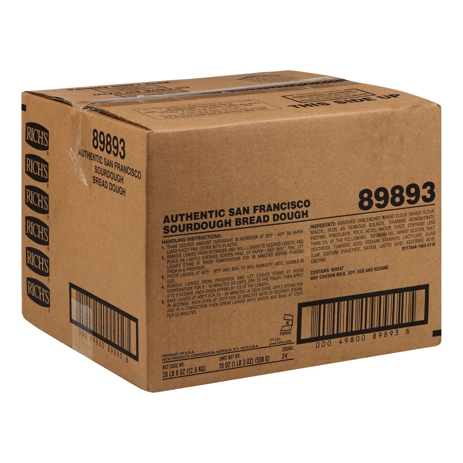 Authentic San Francisco Sourdough 19 Ounce Size - 24 Per Case.