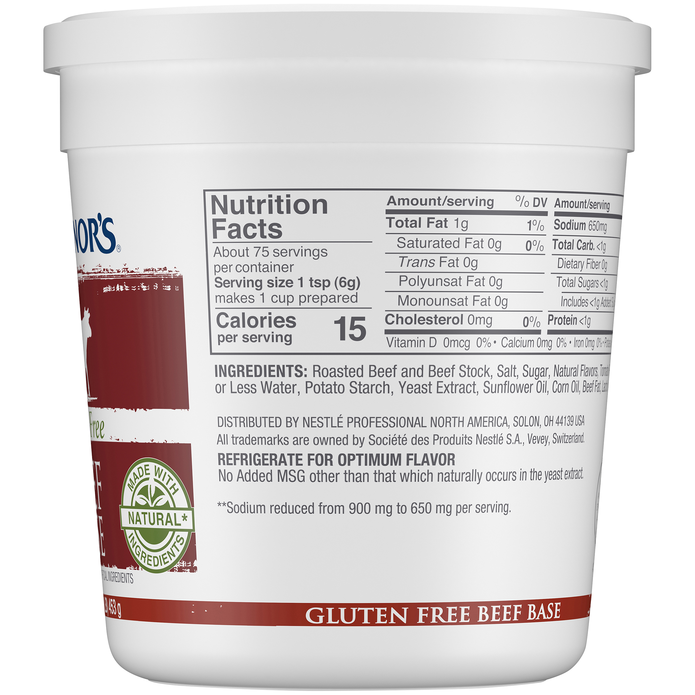 Minor's Gluten Free Beef Base Made With Natural Ingredients 1 Pound Each - 6 Per Case.