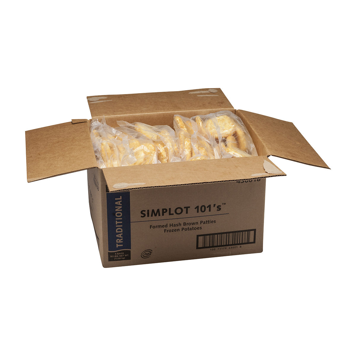 Simplot Traditional Hash Brown Patties 5 Pound Each - 6 Per Case.