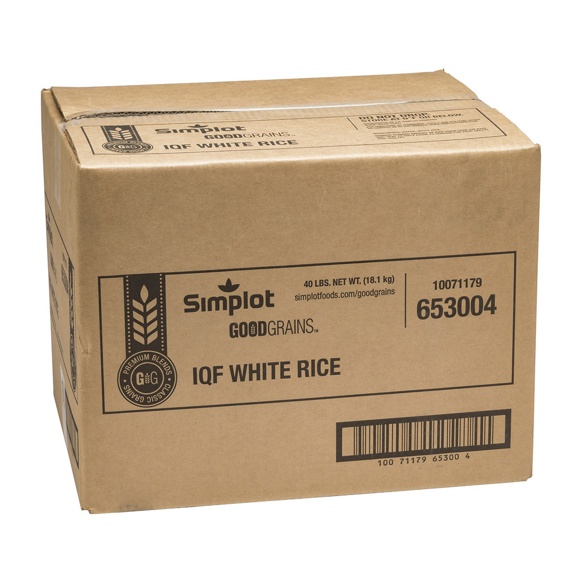 Simplot Good Grains White Rice IQF 40 Pound Each - 1 Per Case.