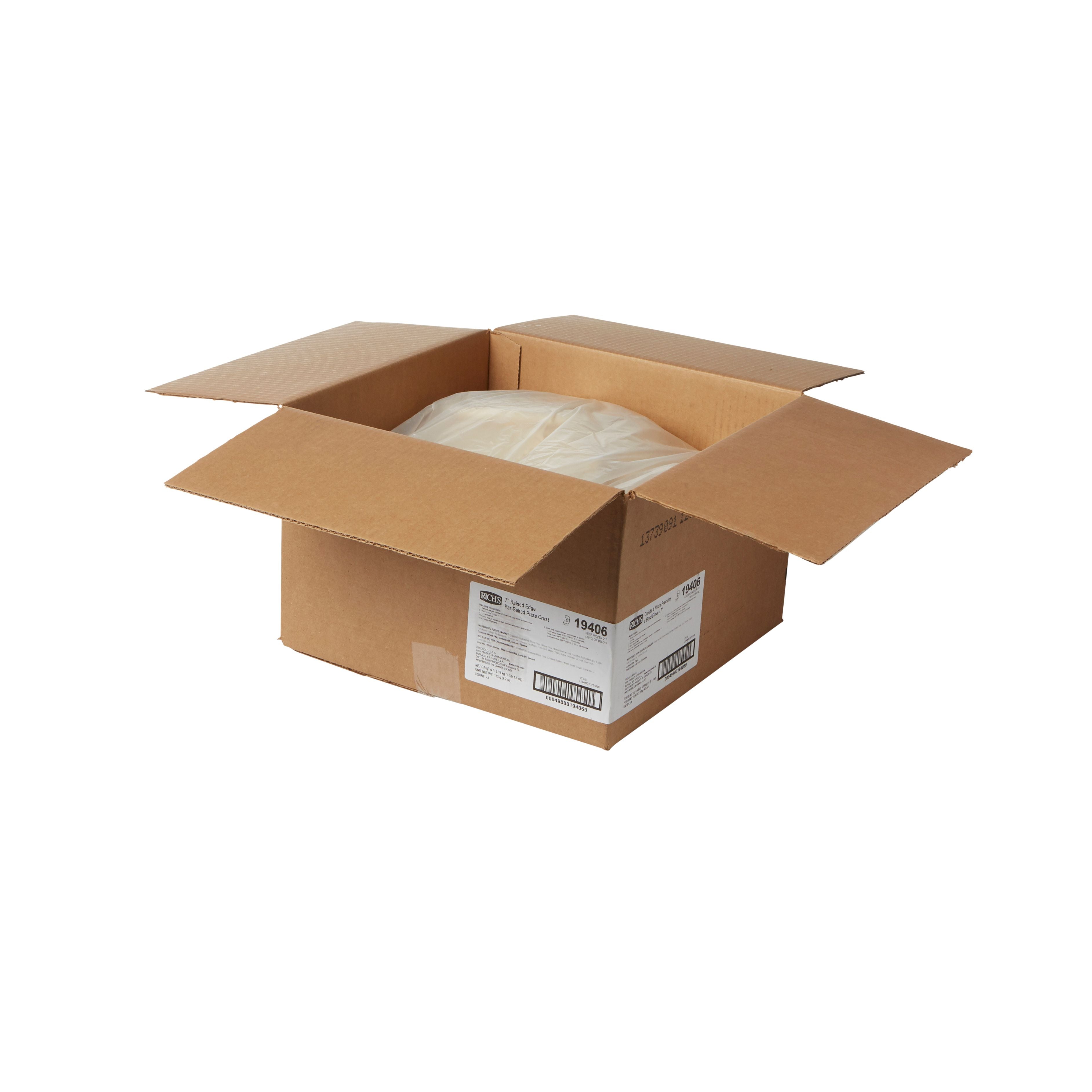 Pizza Crust Raised Edge Par Baked 7" 4.7 Ounce Size - 48 Per Case.