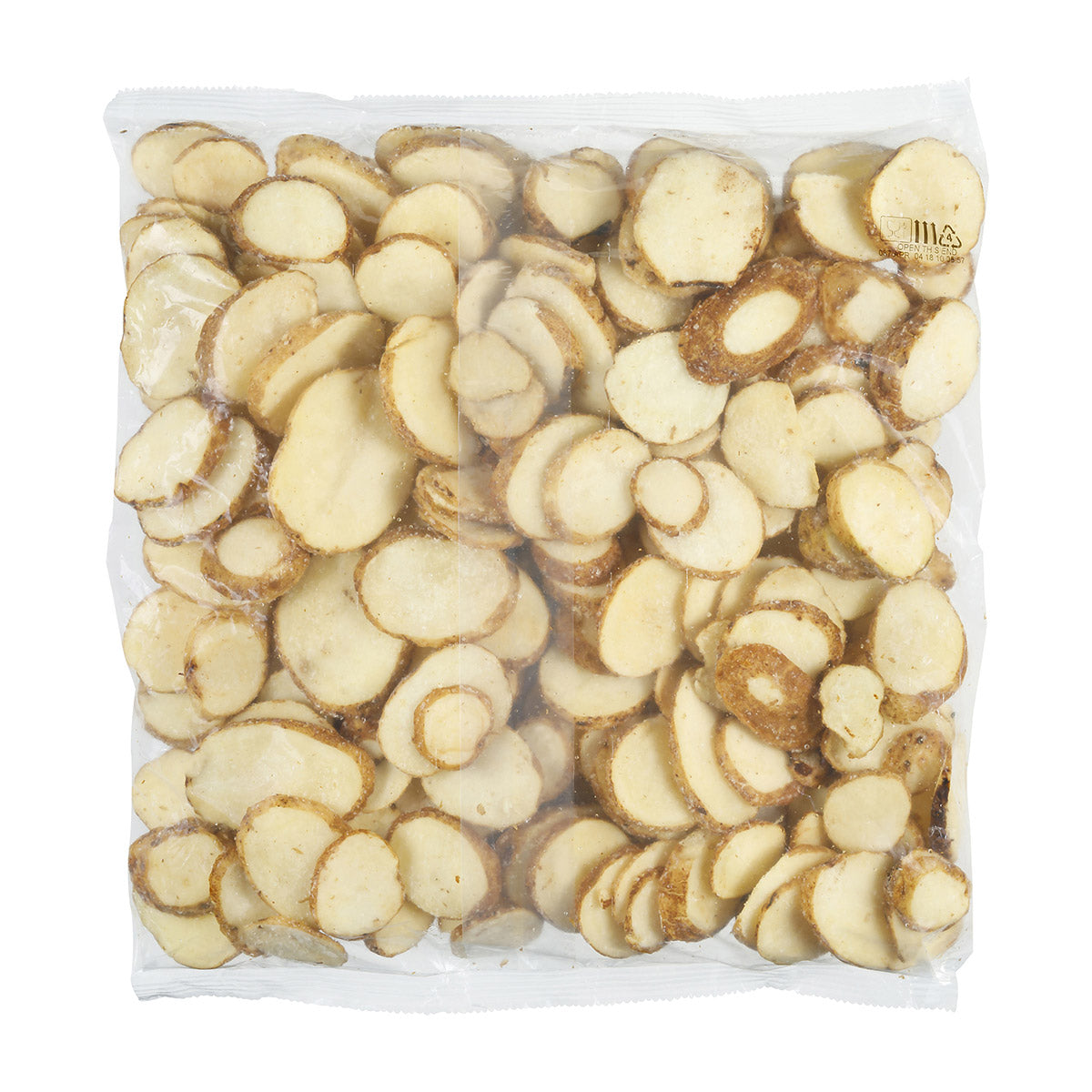 Simplot Skincredibles 8 Inch Galley Cut Potatoslices Skin On 5 Pound Each - 6 Per Case.