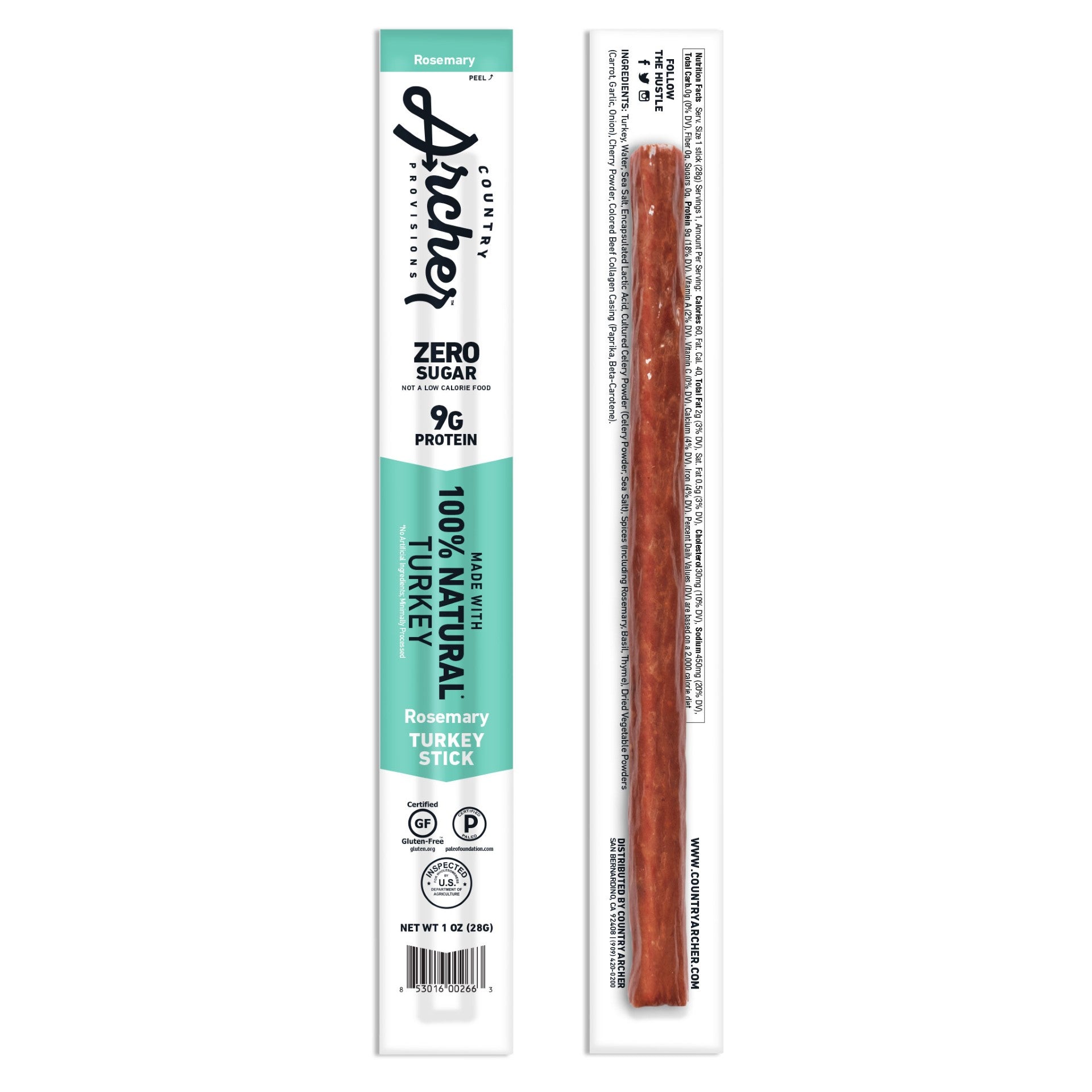 Country Archer Jerky Co Rosemary Turkey Stick 1 Ounce Size - 108 Per Case.