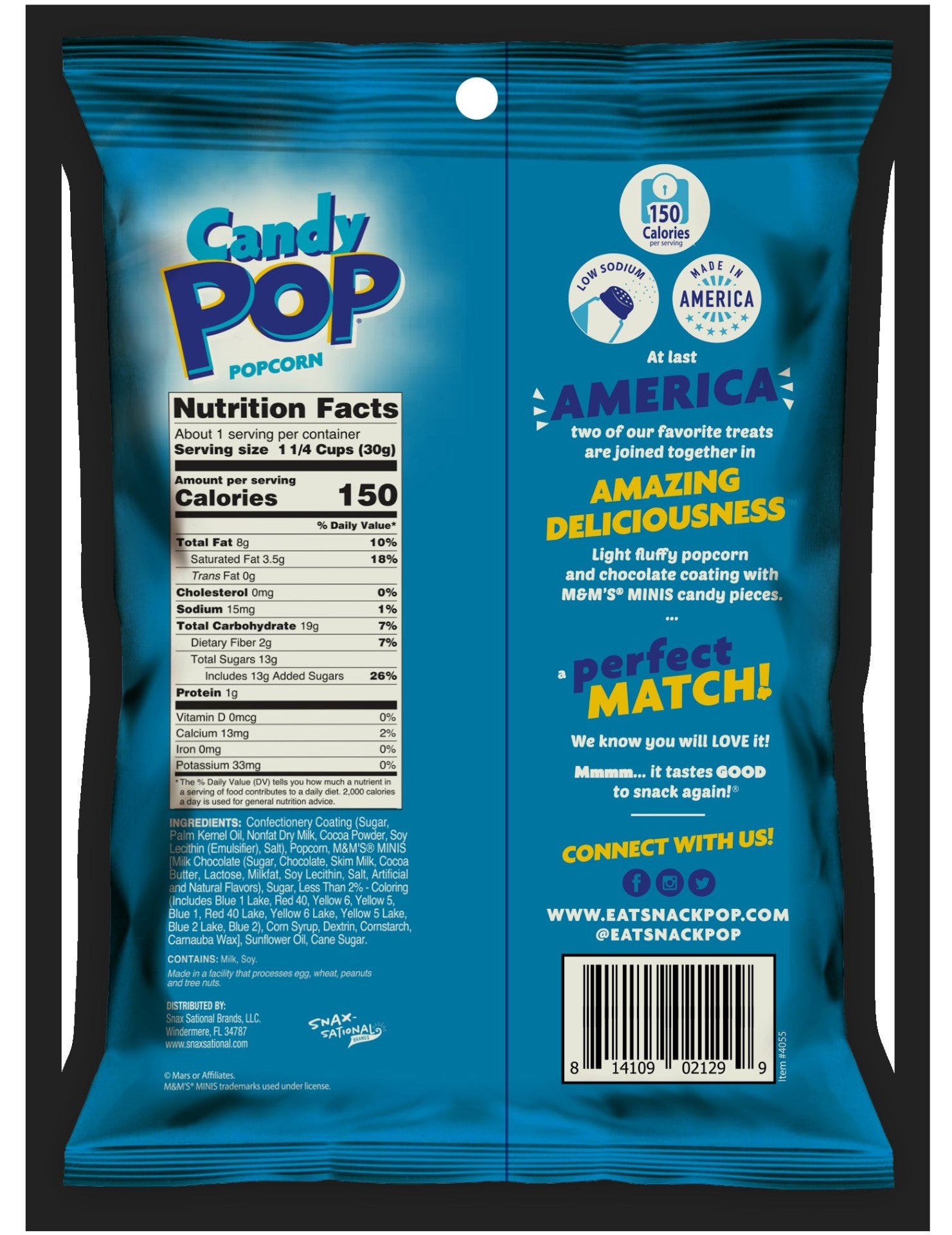 EaM & M Candy Pop Popcorn 1 Ounce Size - 48 Per Case.