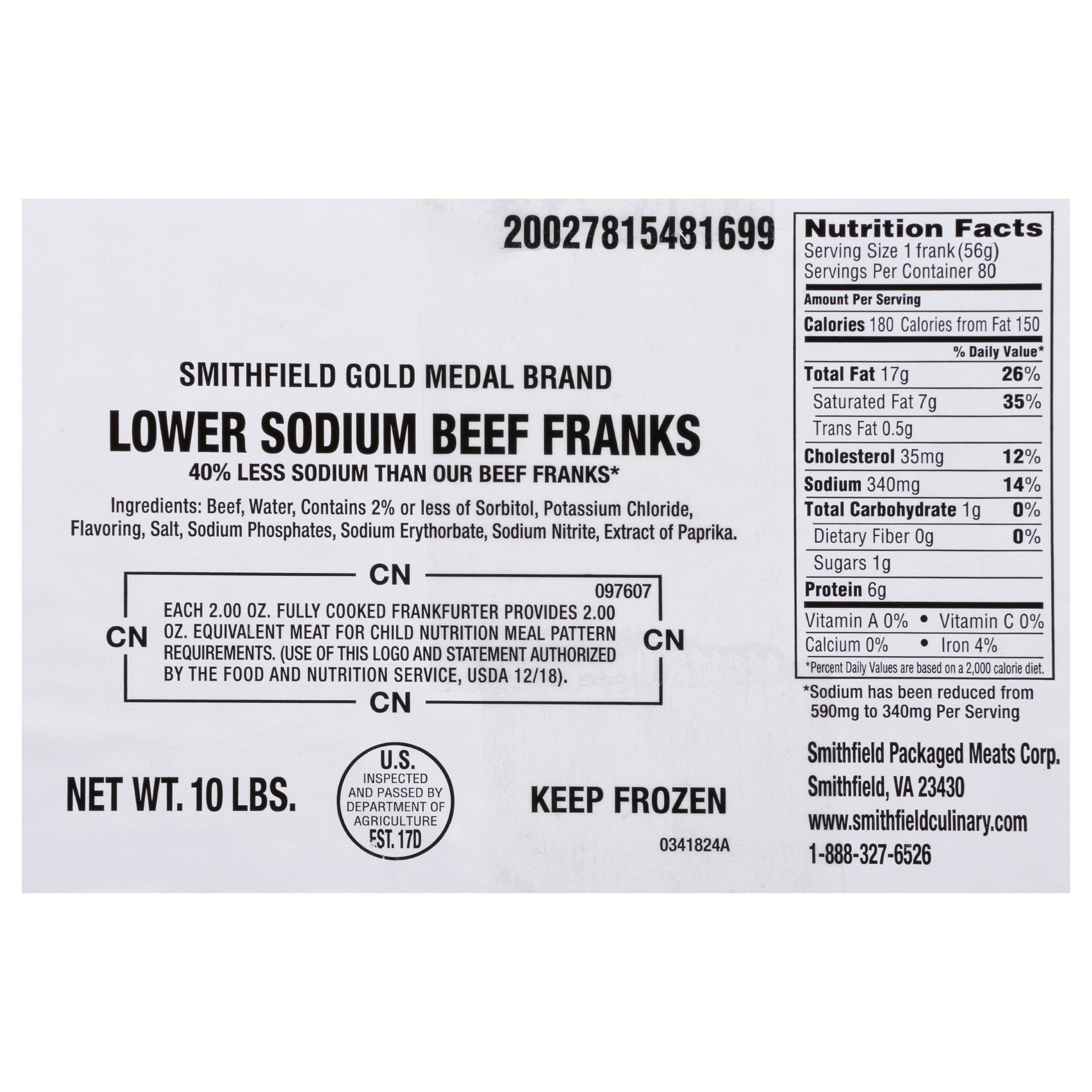 Franks Armour Low Sodium Beef Child Nutrition 5 Pound Each - 2 Per Case.