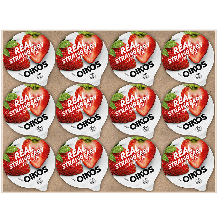 Oikos Dannon Core Strawberry Cups 5.3 Ounce Size - 12 Per Case.